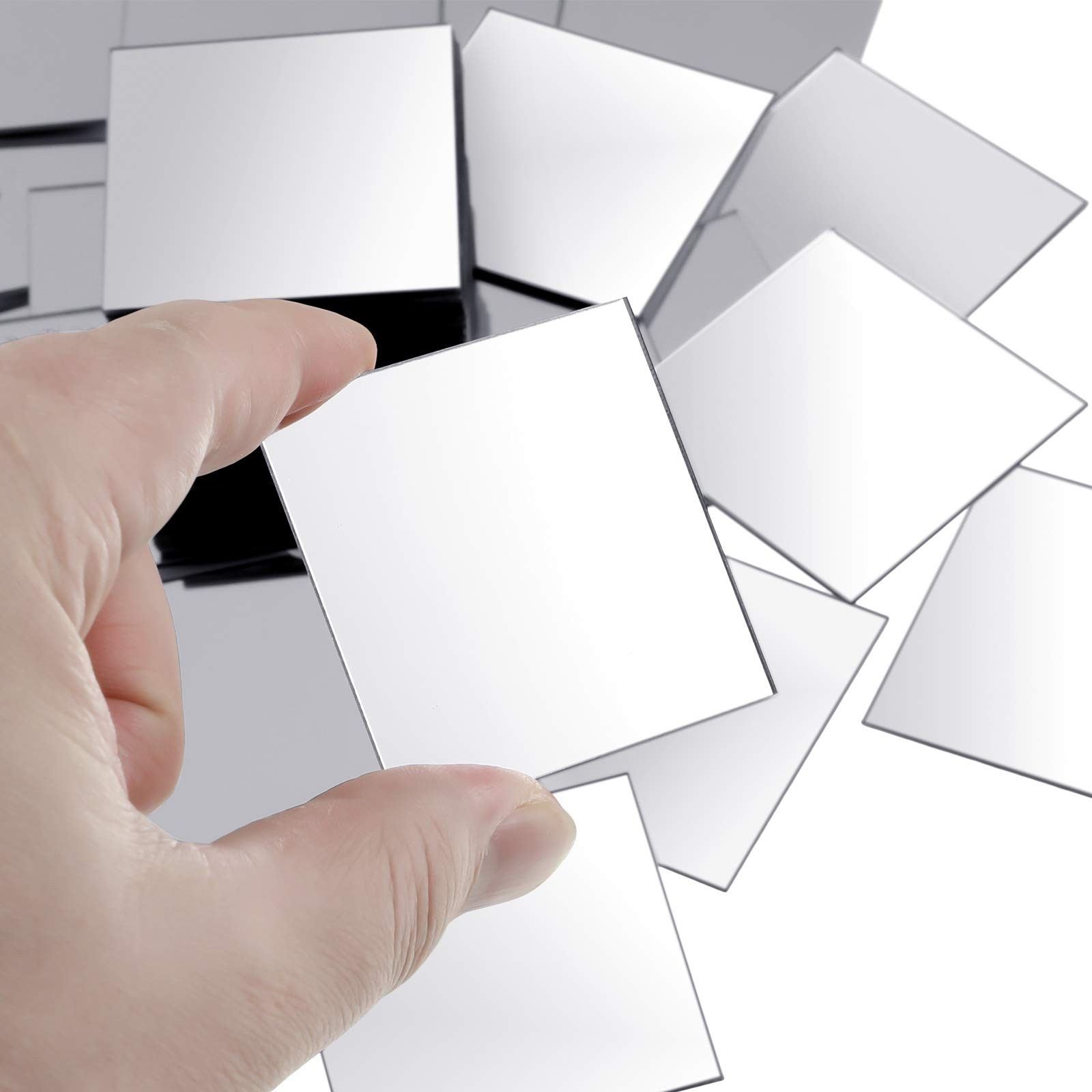 50 PCS 3×3 Inch Mini Square Mirror Adhesive Craft Tiles Home DIY Decoration