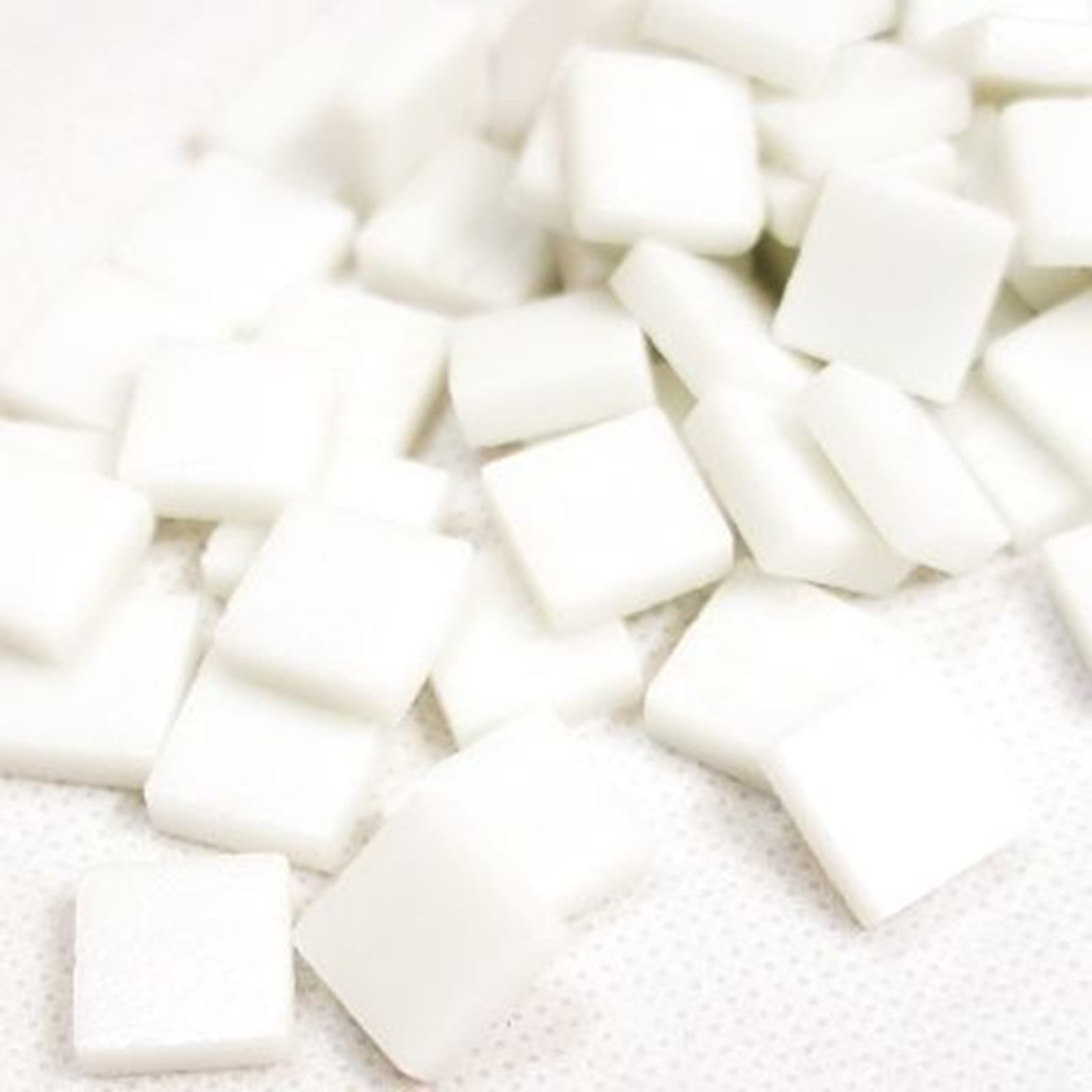 White Matte Square Mosaic Recycled Glass Tile Pieces – 50 Tiles – 12 mm x 4 mm