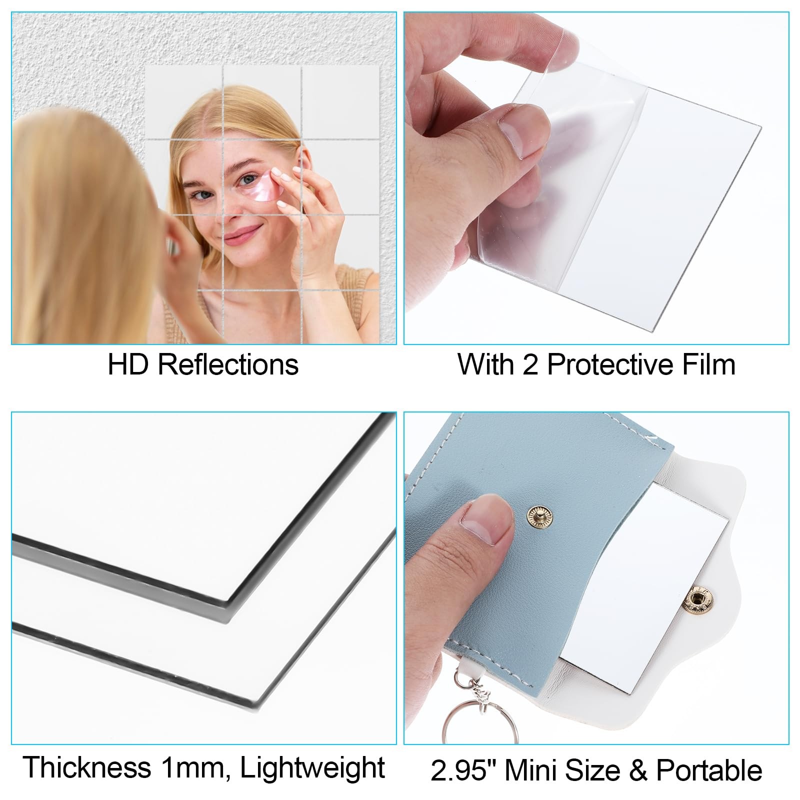 25 Mini Acrylic Square Mirrors – 3x3Inch Adhesive Craft Mirror Tiles for DIY Pro