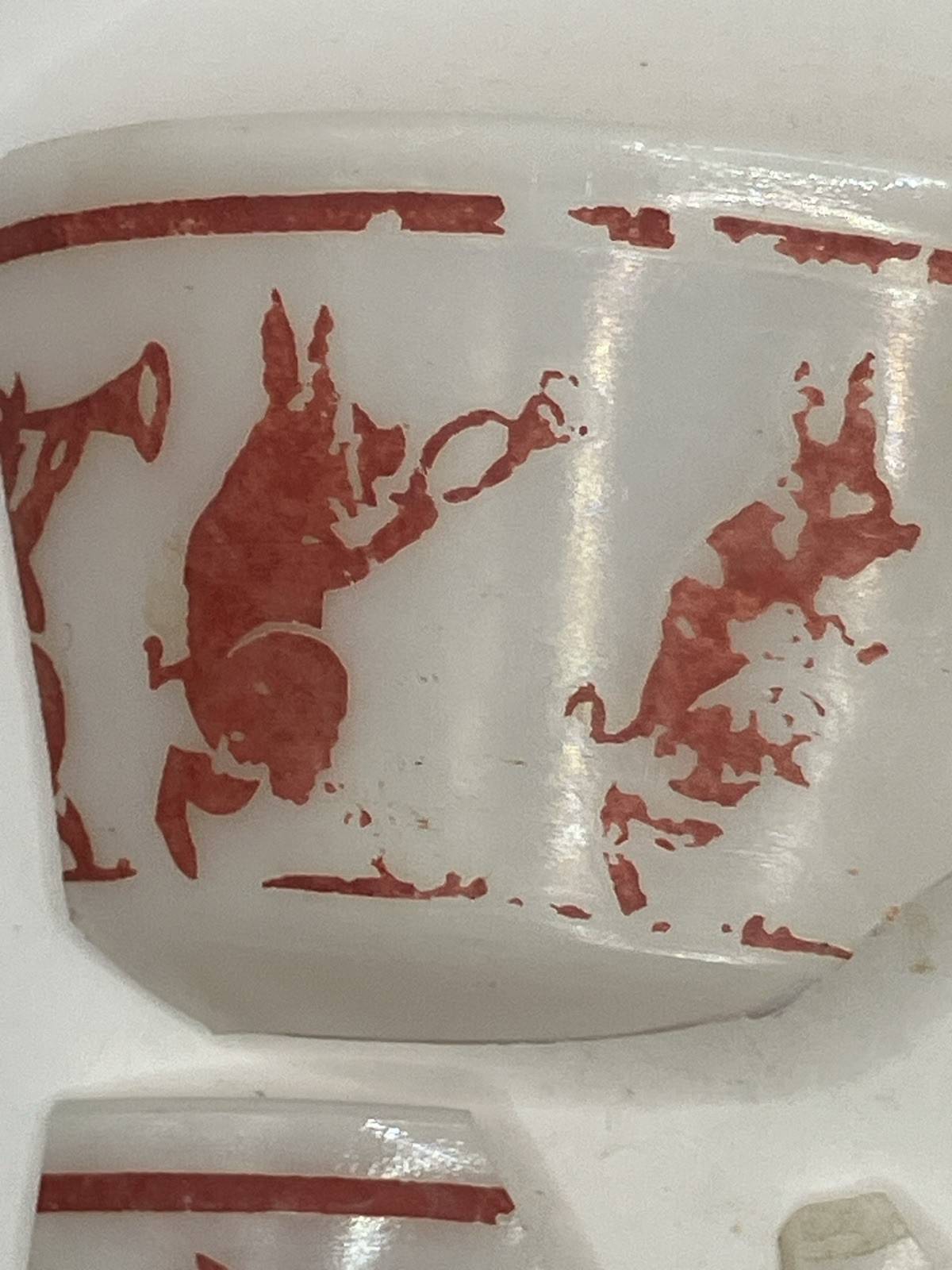 Hazel Atlas Pig Parade Milk Glass Shards Desert Dug Mosaic Craft Supply