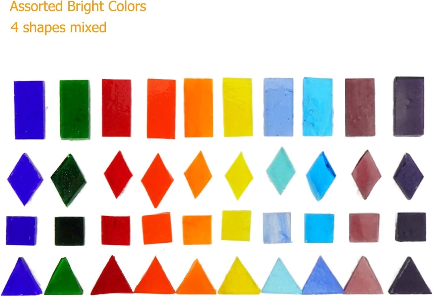 1600 Pieces Transparent Assorted Glass Mosaic Tiles for Arts Crafts Projects