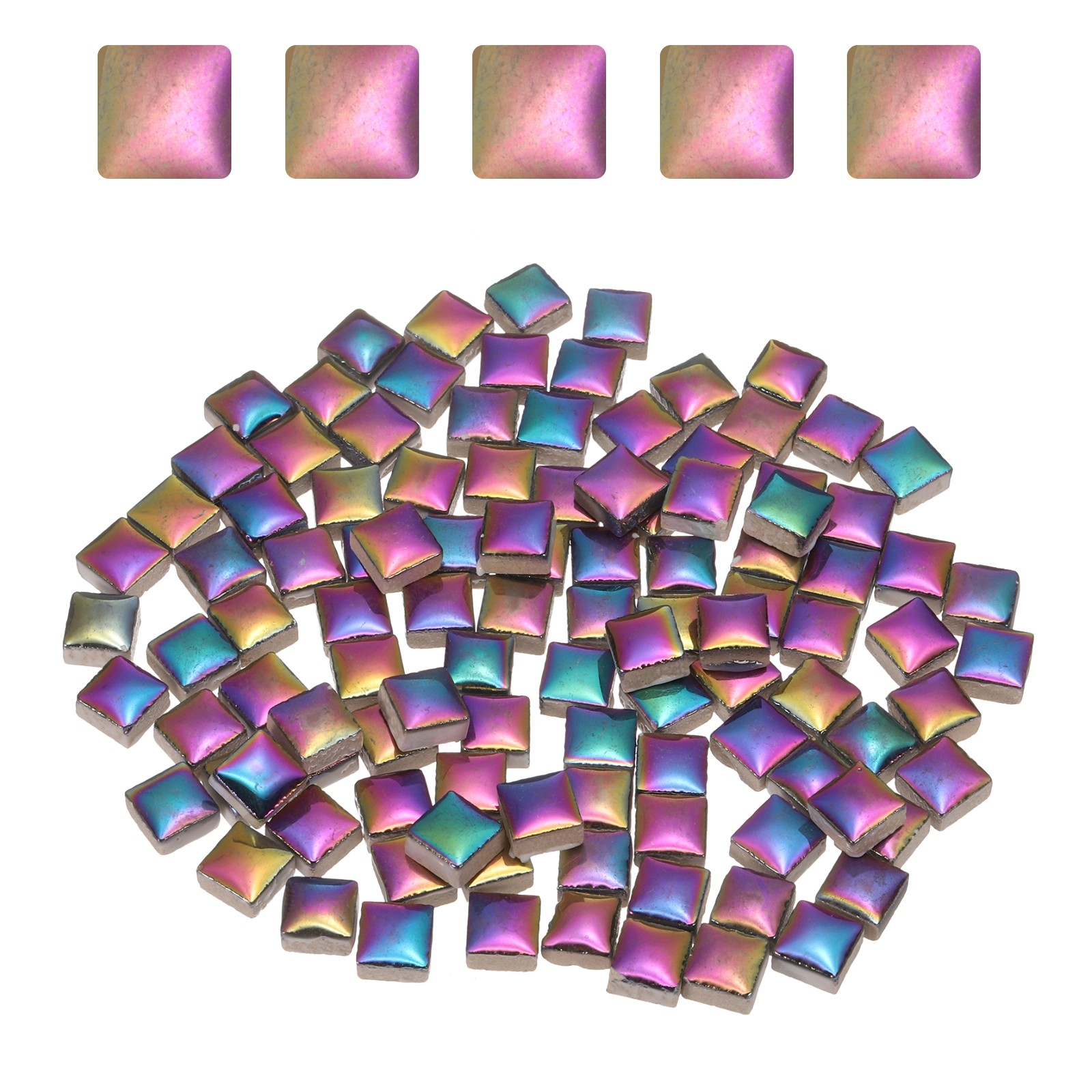 100g Square Mosaic Tiles, Ceramic Mosaic Tiles, 0.4 x 0.4Inch, Multicolor