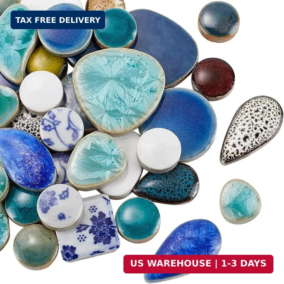 1 Box Broken Ceramic Tile Irregular Mosaic Tiles Bulk Mixed Shapes Colorful Porc