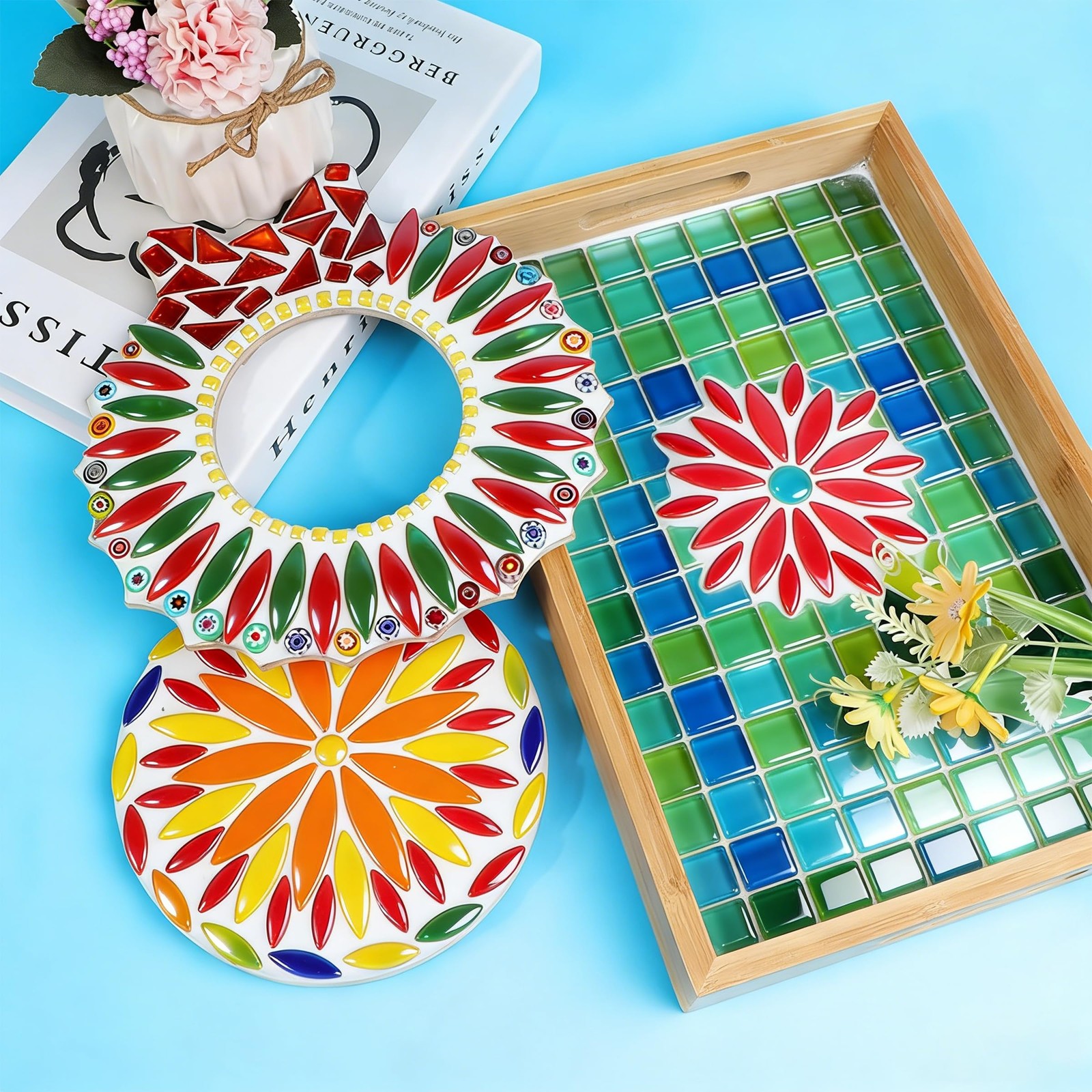Ceramic Mosaic Tiles for Crafts, Assorted Leaf Petal Ceramic Tiles for Crafts, 1
