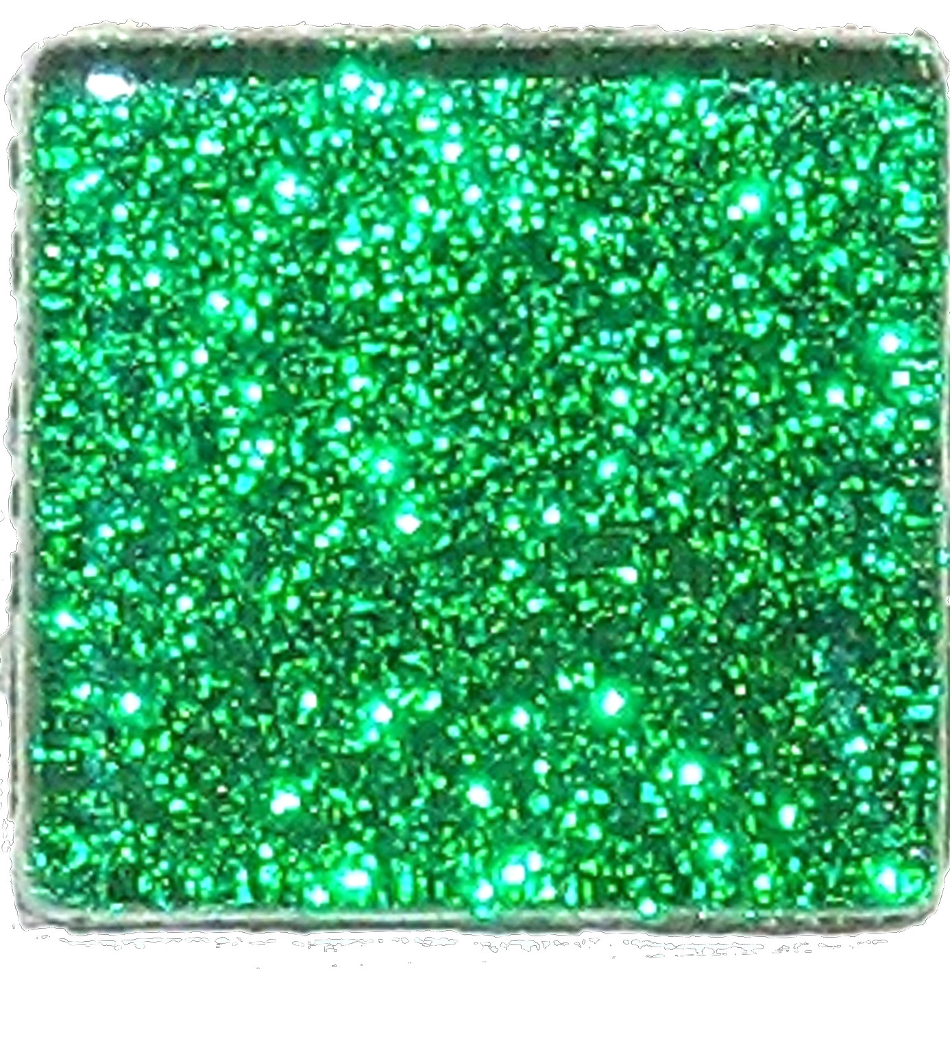 20 tiles – 3/4 inch Green Glitter Glass Mosaic Tiles – Mixed Media Art