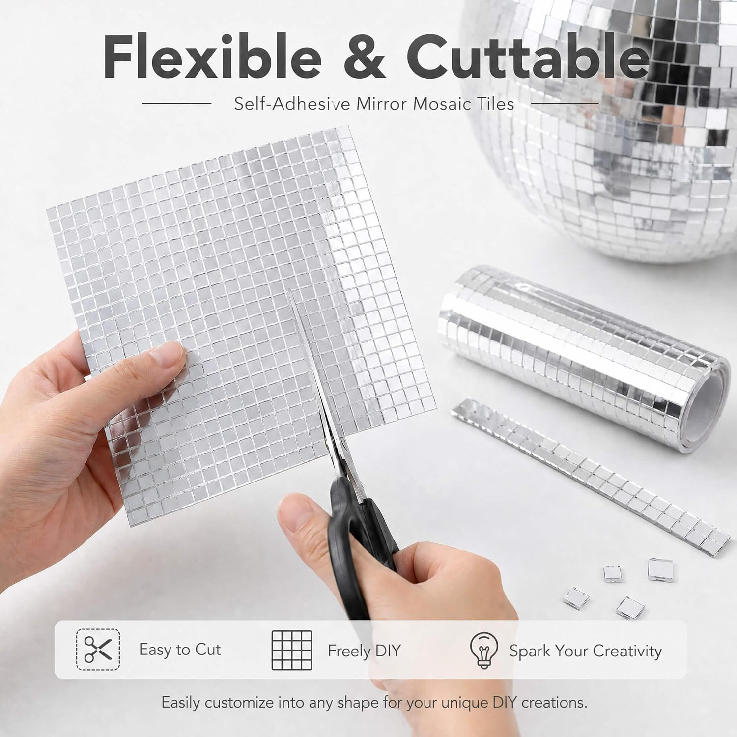 5400PCS Self Adhesive Mirror Tiles, 5Mm for DIY Crafts | Reflective 5Mm Mirror T