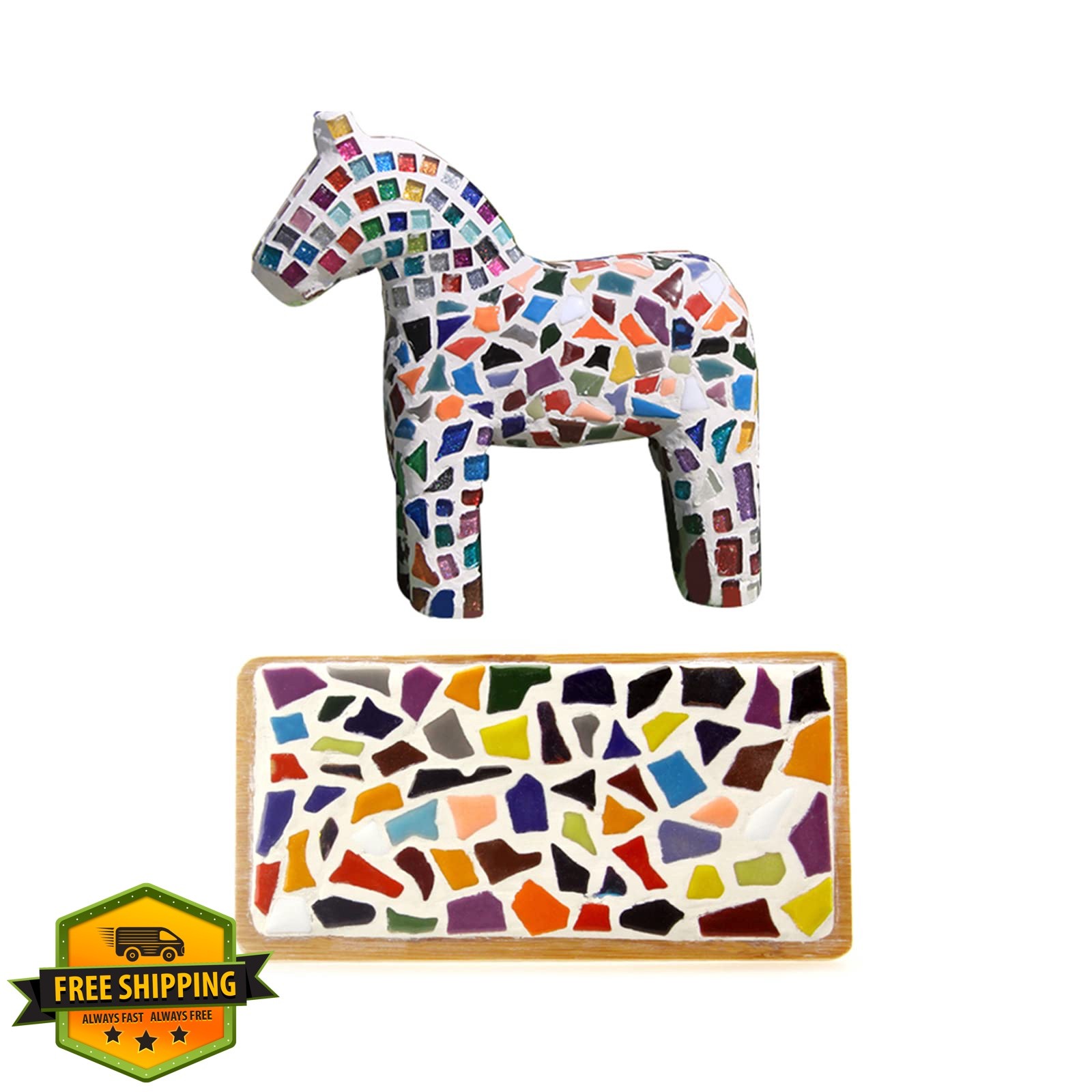PINUOandKE 200pc Ceramic Mosaic Tiles Blue Mix 200g