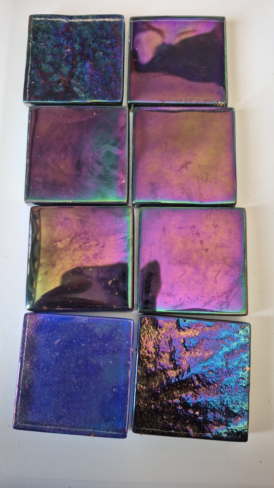 Iridescent Glass Mosaic Tiles Assorted Purple Blue Green Multicolor