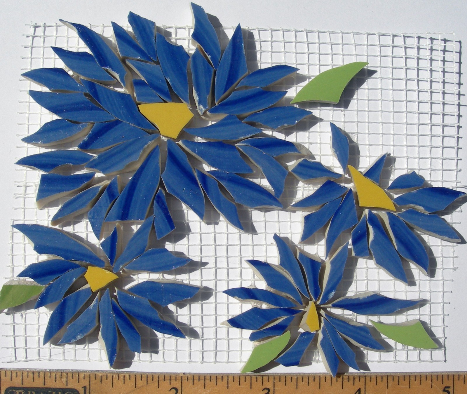Dark Blue Daisy Mosaic Tiles, Daisy Aster Craft Tile For Mosaic Artists