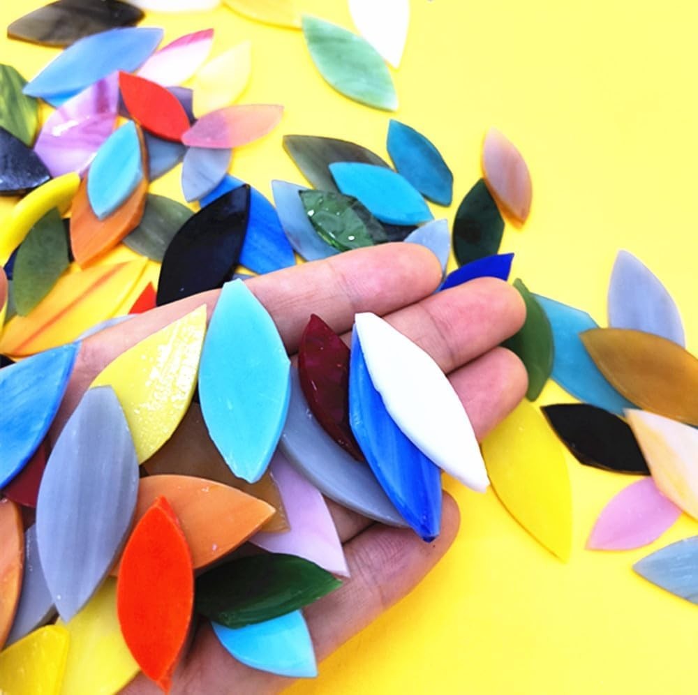 Vibrant 100-Piece Glass Petal Mosaic Tiles – Perfect for Home Decor Projects