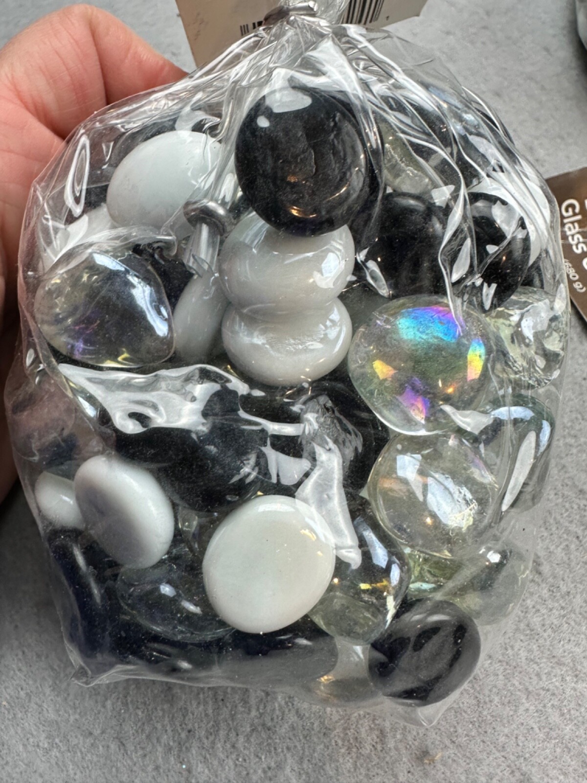 Lot of 4 True Living Decorative Craft Glass Gems 24 oz. 680g Black Clear & White