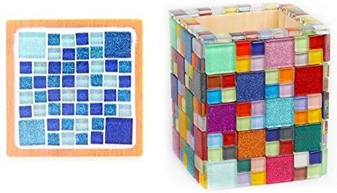 Mosaic Tiles,Glass Tiles, Shine Crystal Mosaic Glass Pieces Bulk Square Glitt…
