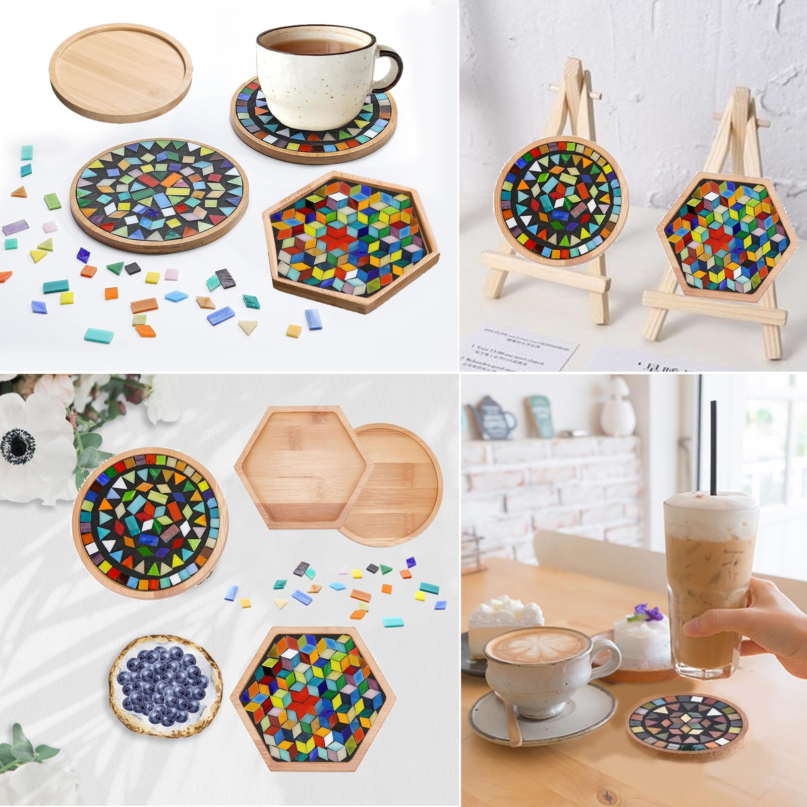 DIY Mosaic Tiles Crafts Kits for Adults, Mixed Stained Glass Mosaic Kit with …