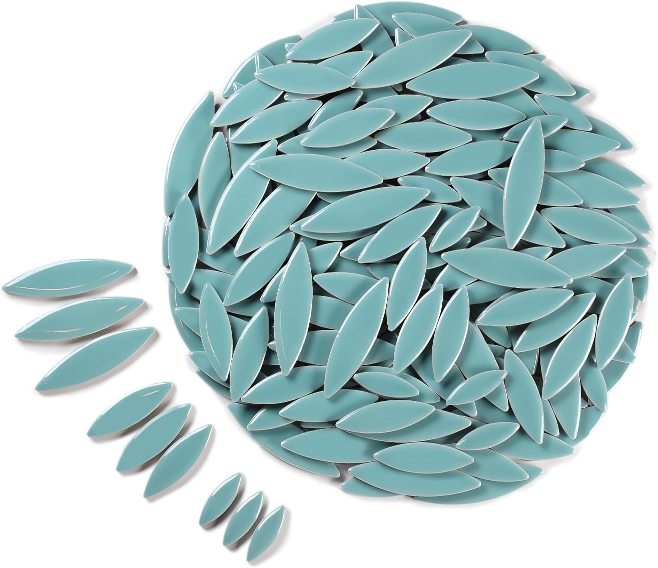 Water Resistant Ceramic Mosaic Tiles – Aqua Marine Petal Shape for All Crafts