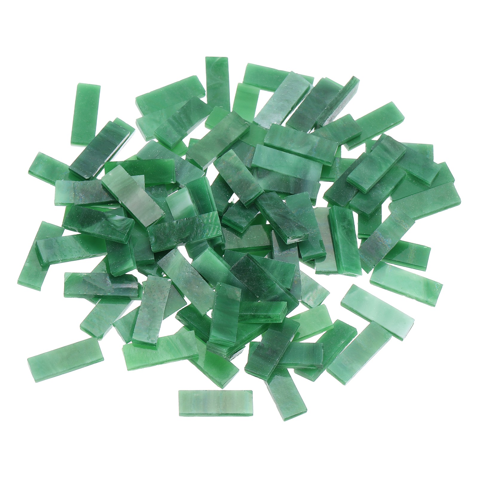 0.83″x0.28″ Stained Glass Strip, Green Mosaic Tiles 200g/7.05 oz