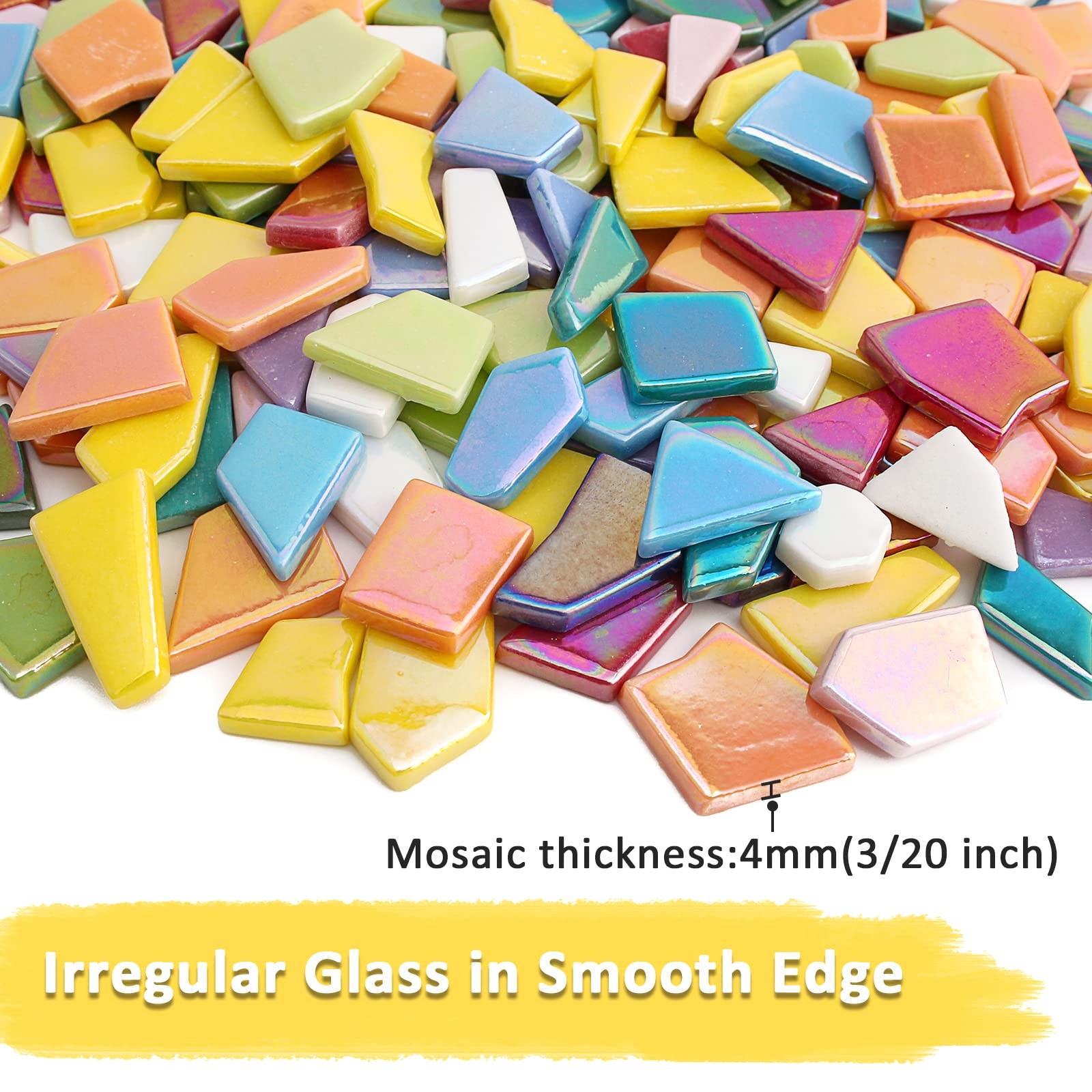 Youway Style Iridescent Glass Mosaic Tiles for Crafts 200g, Multi Colors