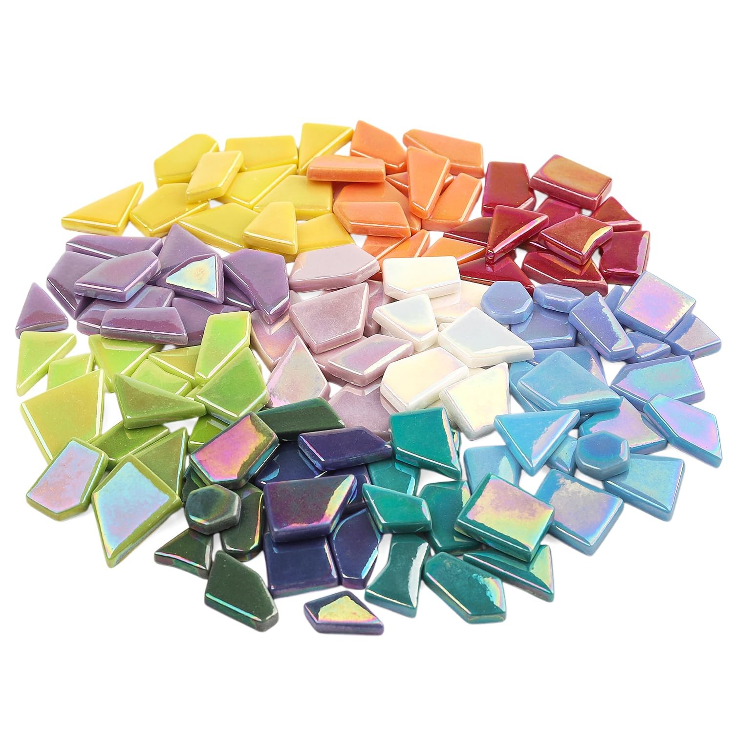 Youway Style Iridescent Glass Mosaic Tiles for Crafts 200g, Multi Colors