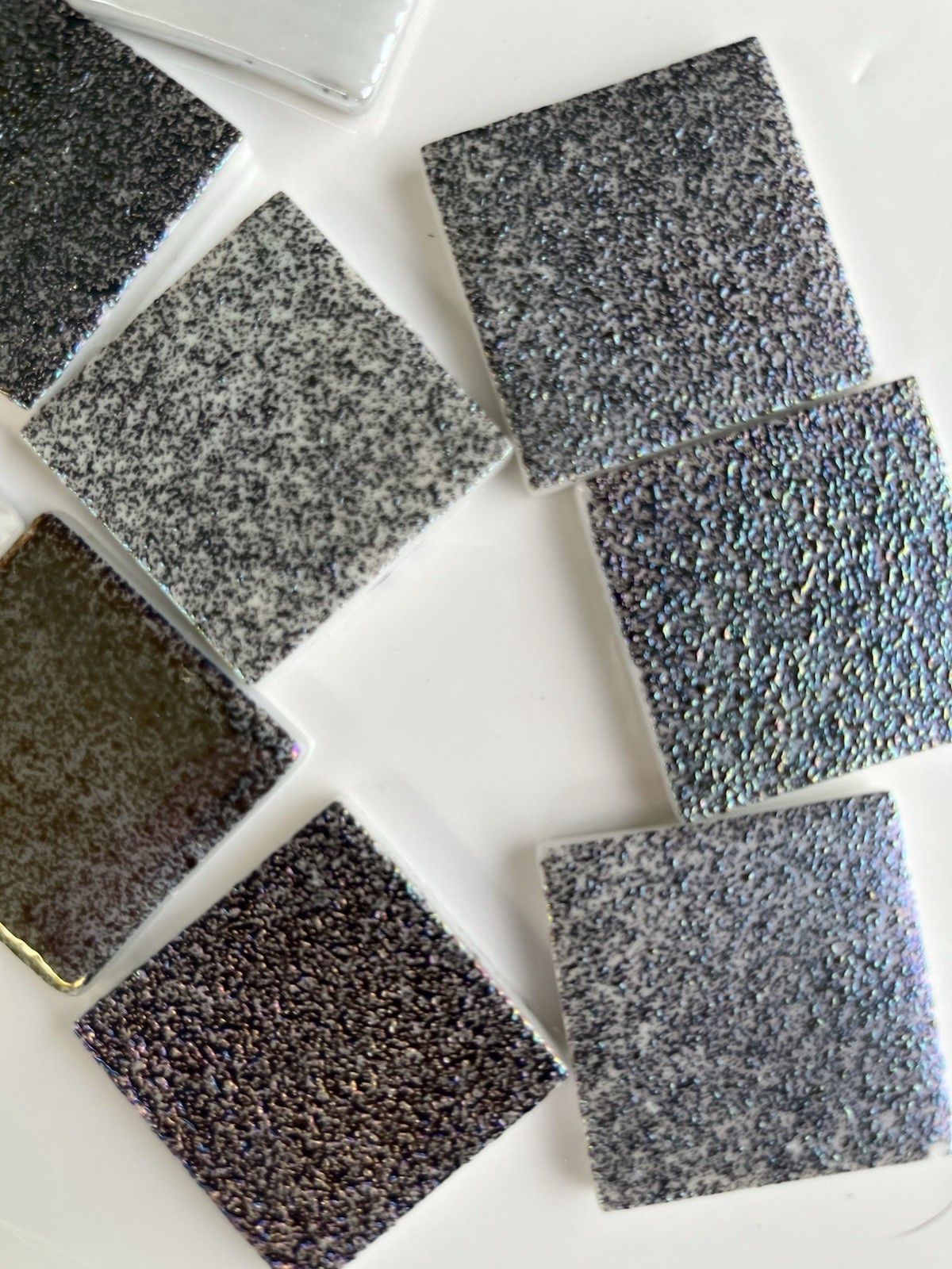 Metallic Glass Tiles Set Of 16. 1-1/2 X 1-1/2 Inches Square Tiles. 1/2 Meter W