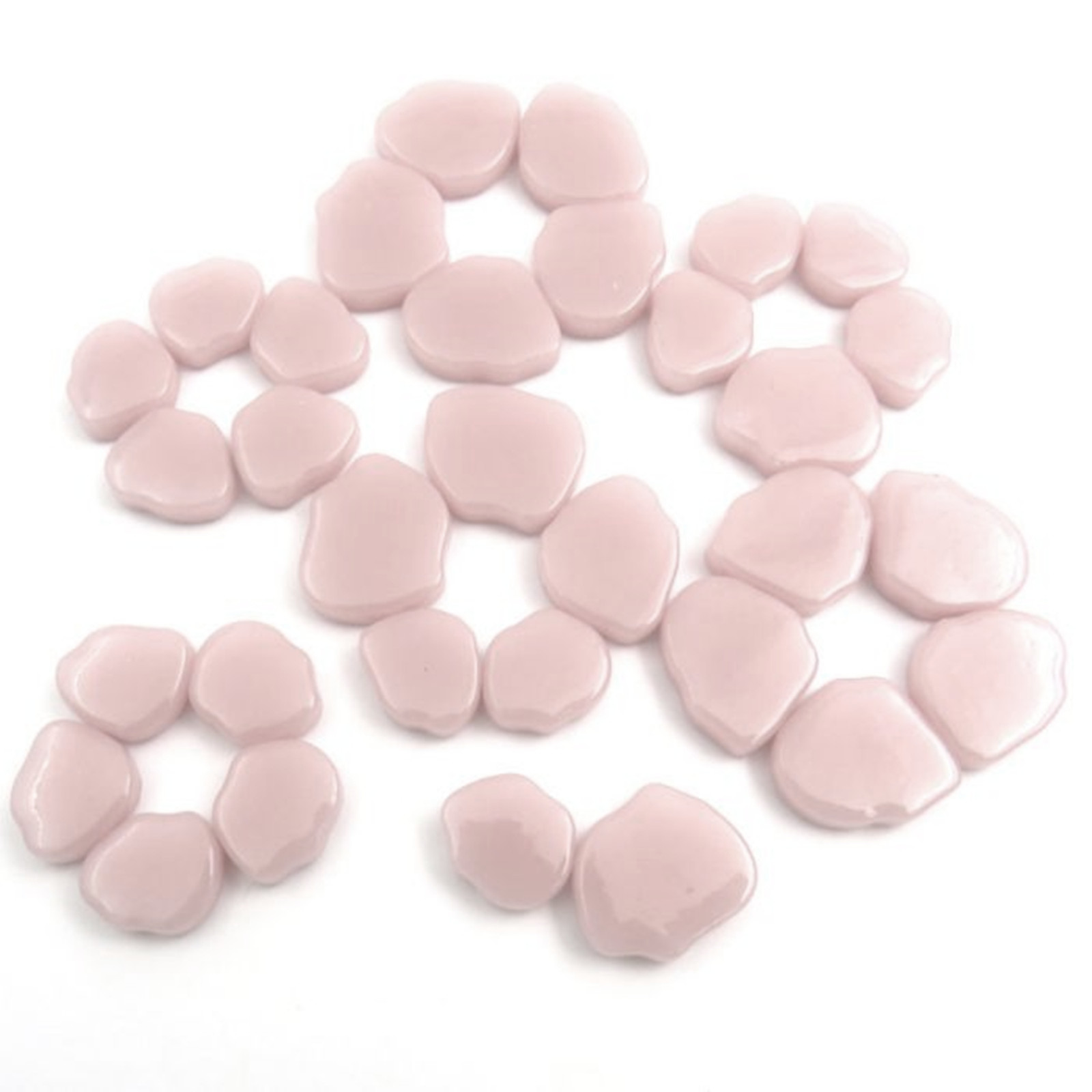 25 Tiles Pale Pink Sakura Petal Flower Shape Glass Mosaic Tiny Tile Pieces
