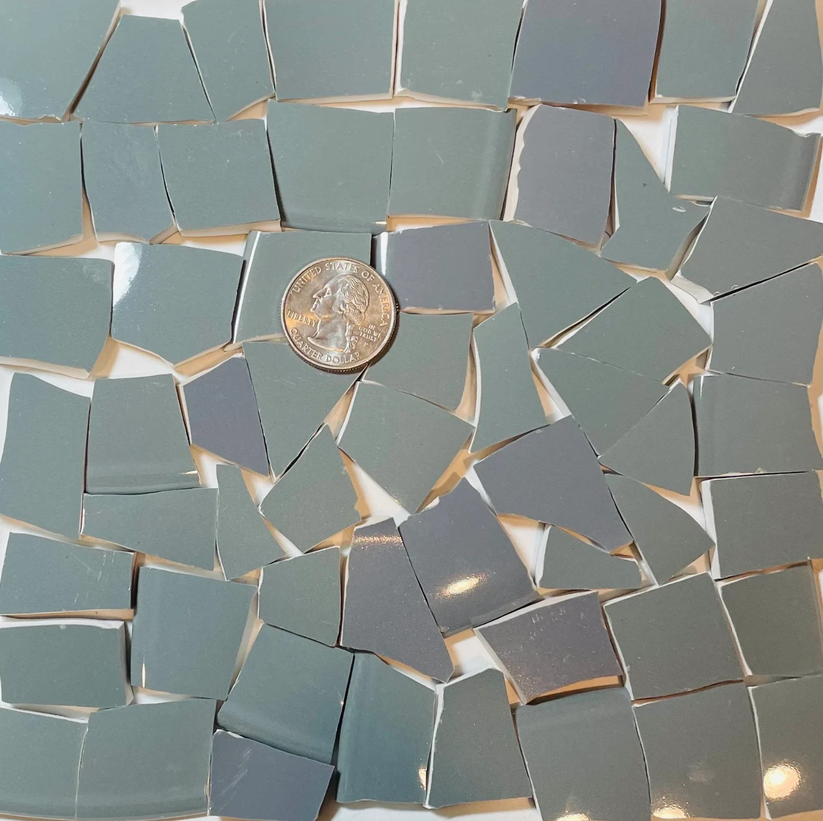 Broken China Mosaic Art and Craft Supply – Smooth Medium Gray Tiles E770