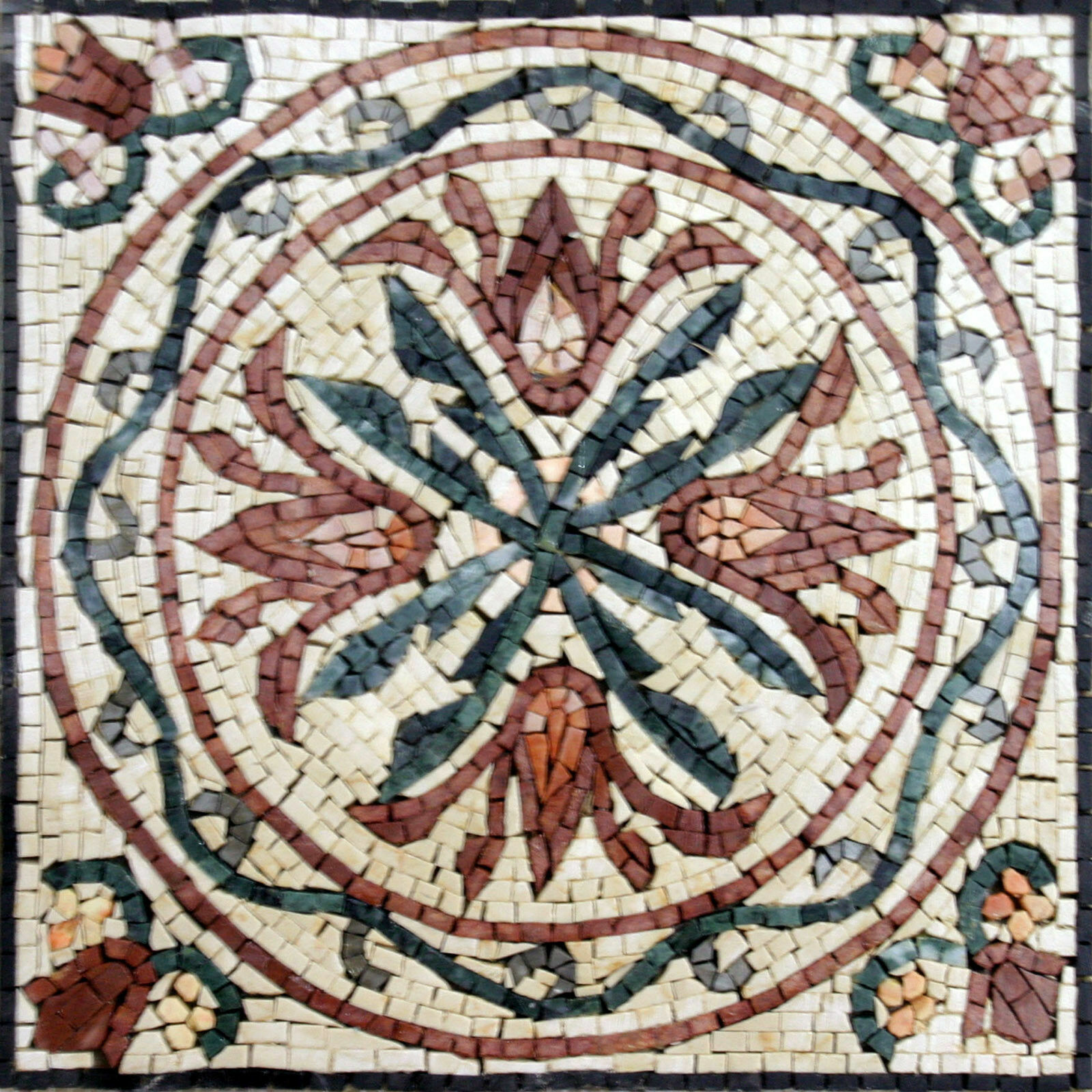 Four Pieces of Handmade Floral Design Tulip Home Decor Marble Mosaic