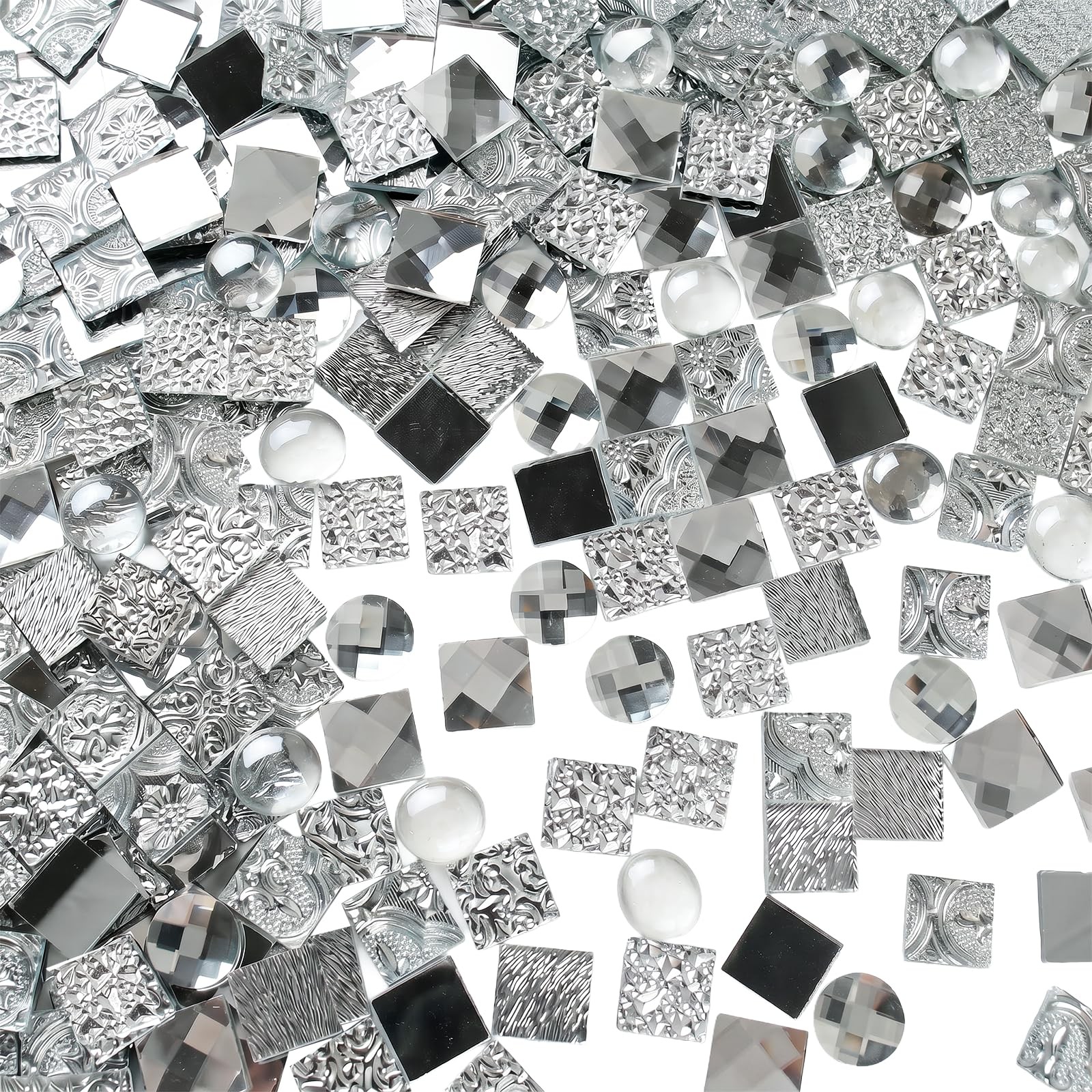 CHICSHIS 500g Glass Mirror Tiles for DIY, Assorted Textured Tiles for Stained…