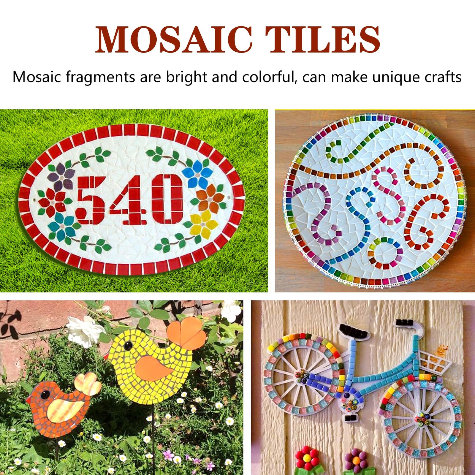 1000 Pcs Mosaic Tiles, Glass Mosaic Tiles for Crafts Bulk, Stained Mosaic Gla…