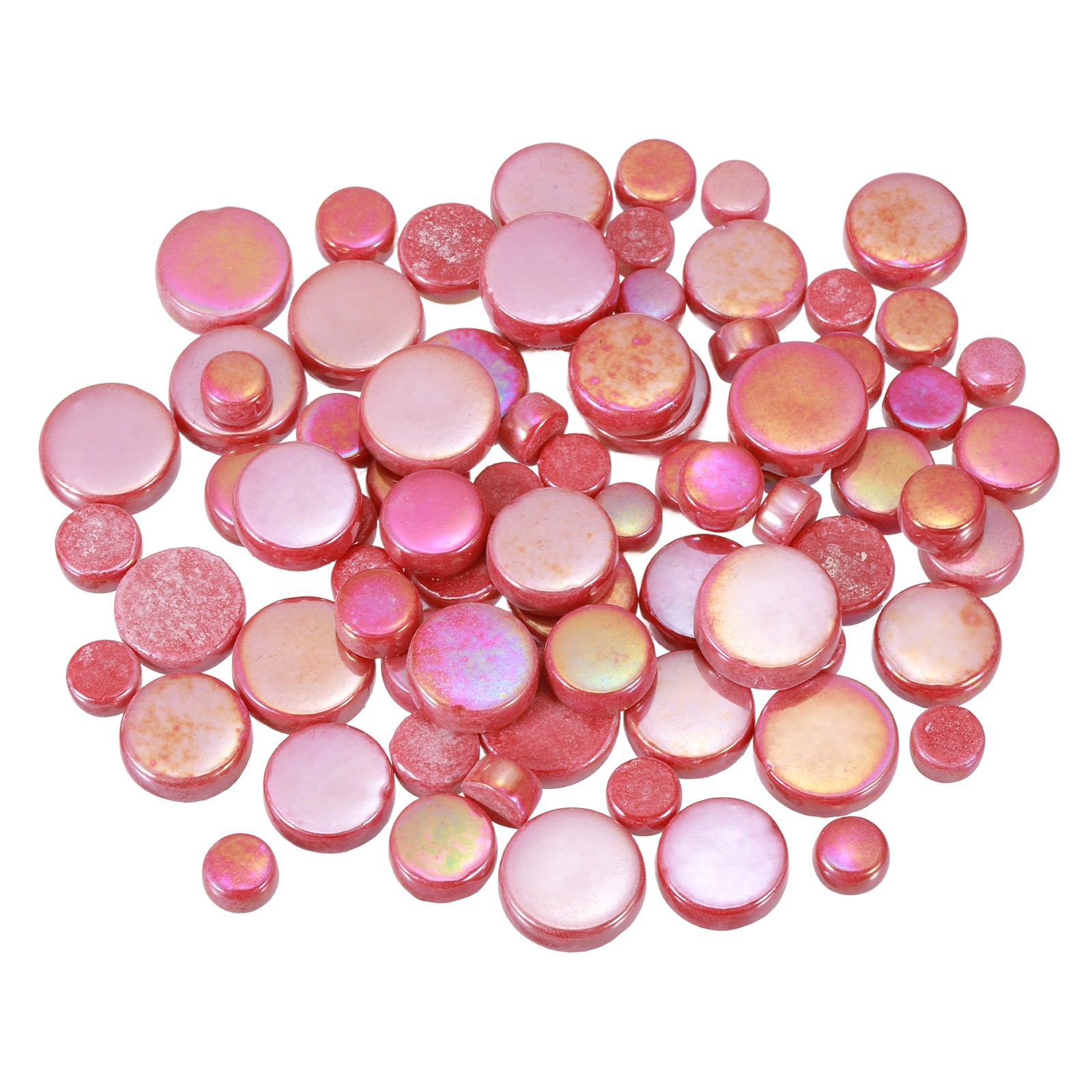 200g Multi-Size Iridescent Round Mosaic Tiles for Crafts (Red)