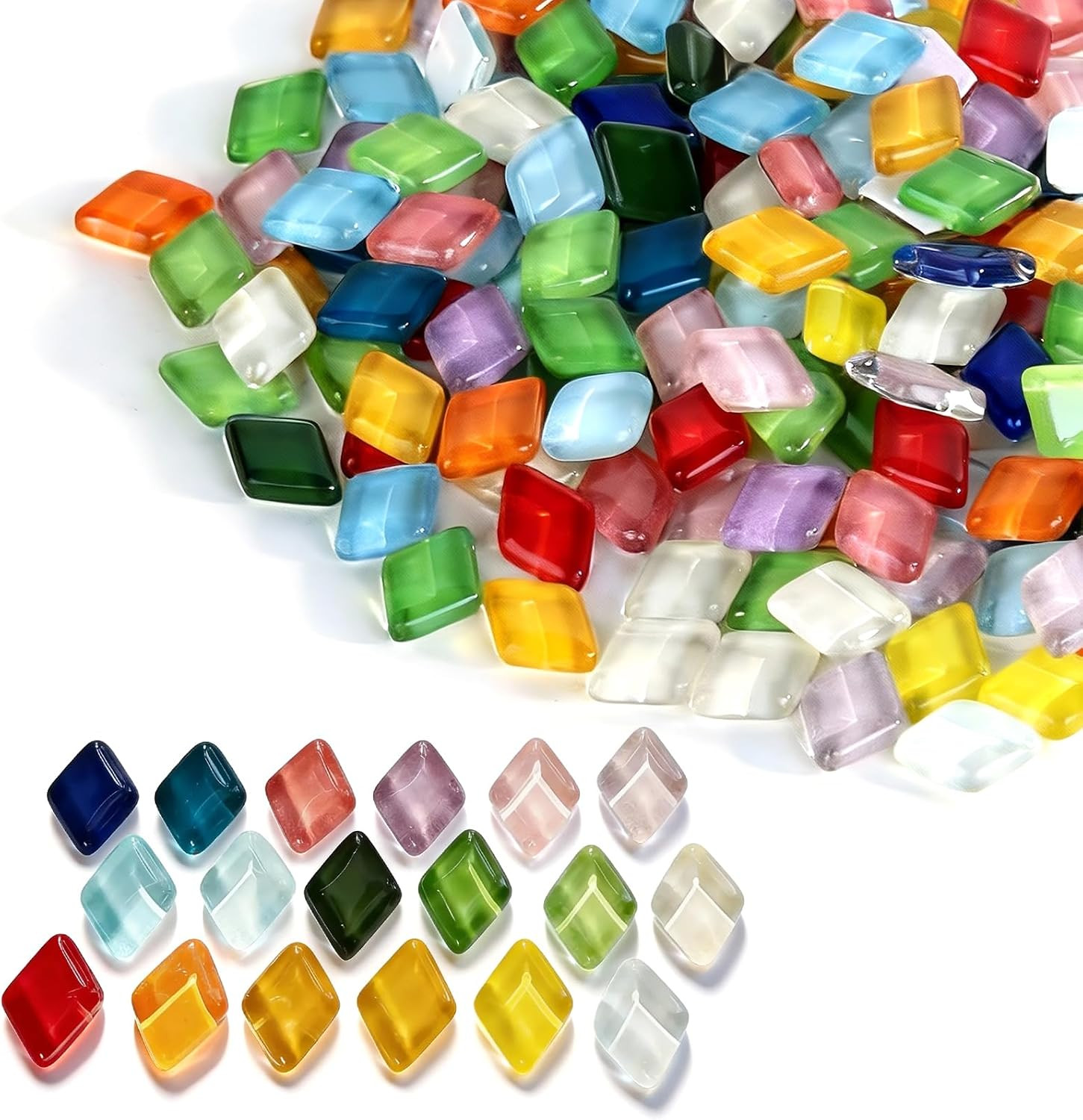 Glass Mosaic Tiles for Crafts Bulk, 400G Mixed Colors Small Glass Tiles, DIY Cra