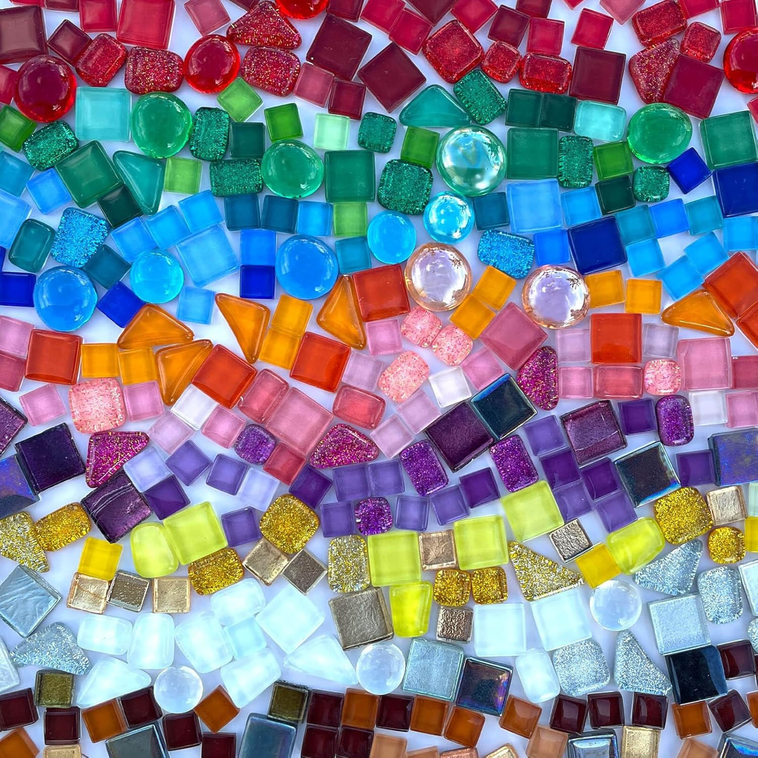 1.1LB Assorted Colors Irregular Crystal Glass Mosaic Tiles – Perfect for Art Cra