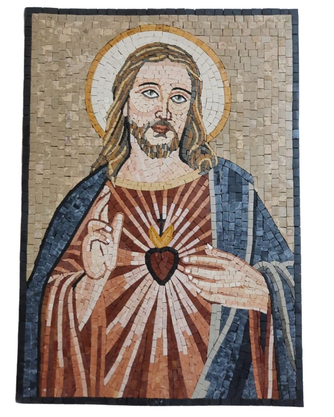 Unique Mosaic Marble Jesus Icon Religious Wall Art Tile Sheet Decor 14X20 Inch