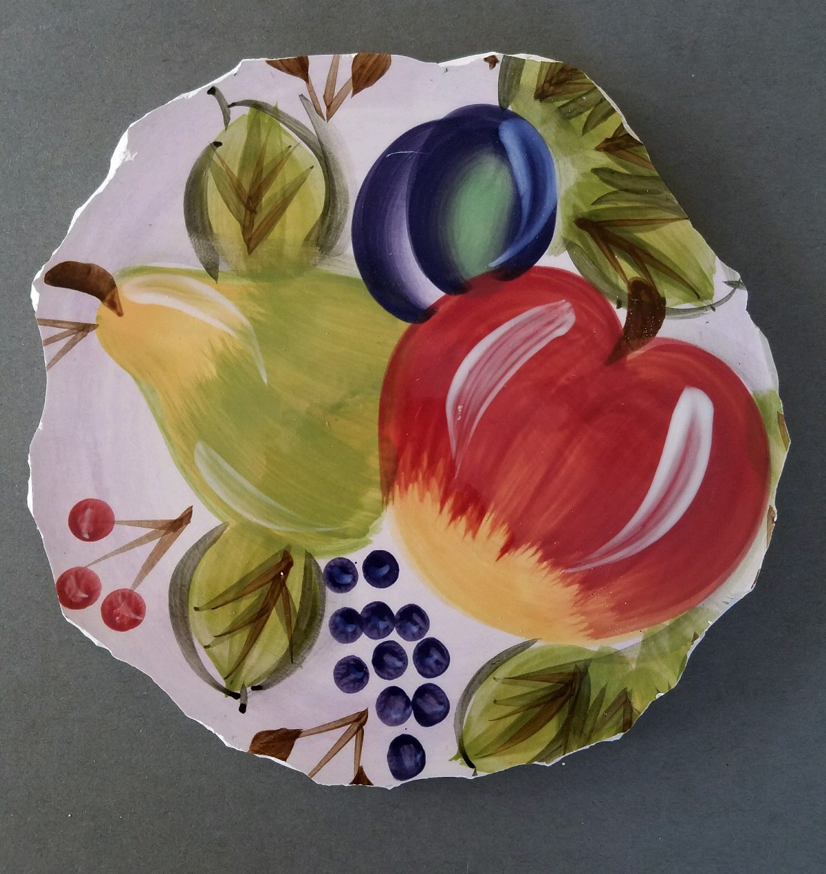 Mosaic Tiles Blackforest Fruits 7″ Focal Tile + 75 Rims & Tiles Apple Pear Plum
