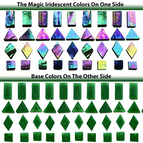 280 Pcs Iridescent Mosaic Tiles for Crafts Projects Stained Glass Sheets