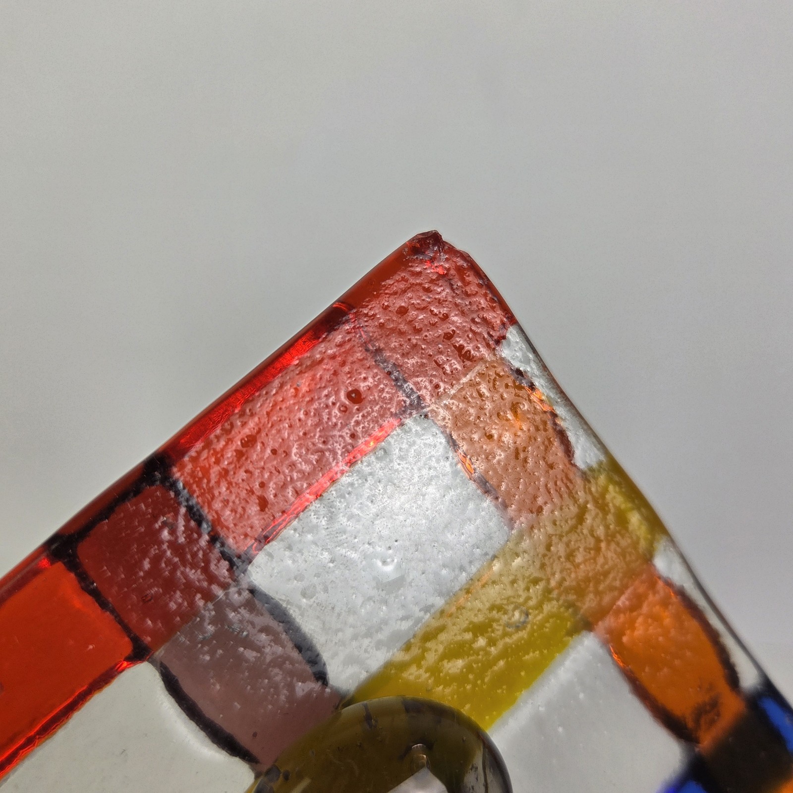 Decorative Tray Fused Art Glass Colorful Woven Pattern