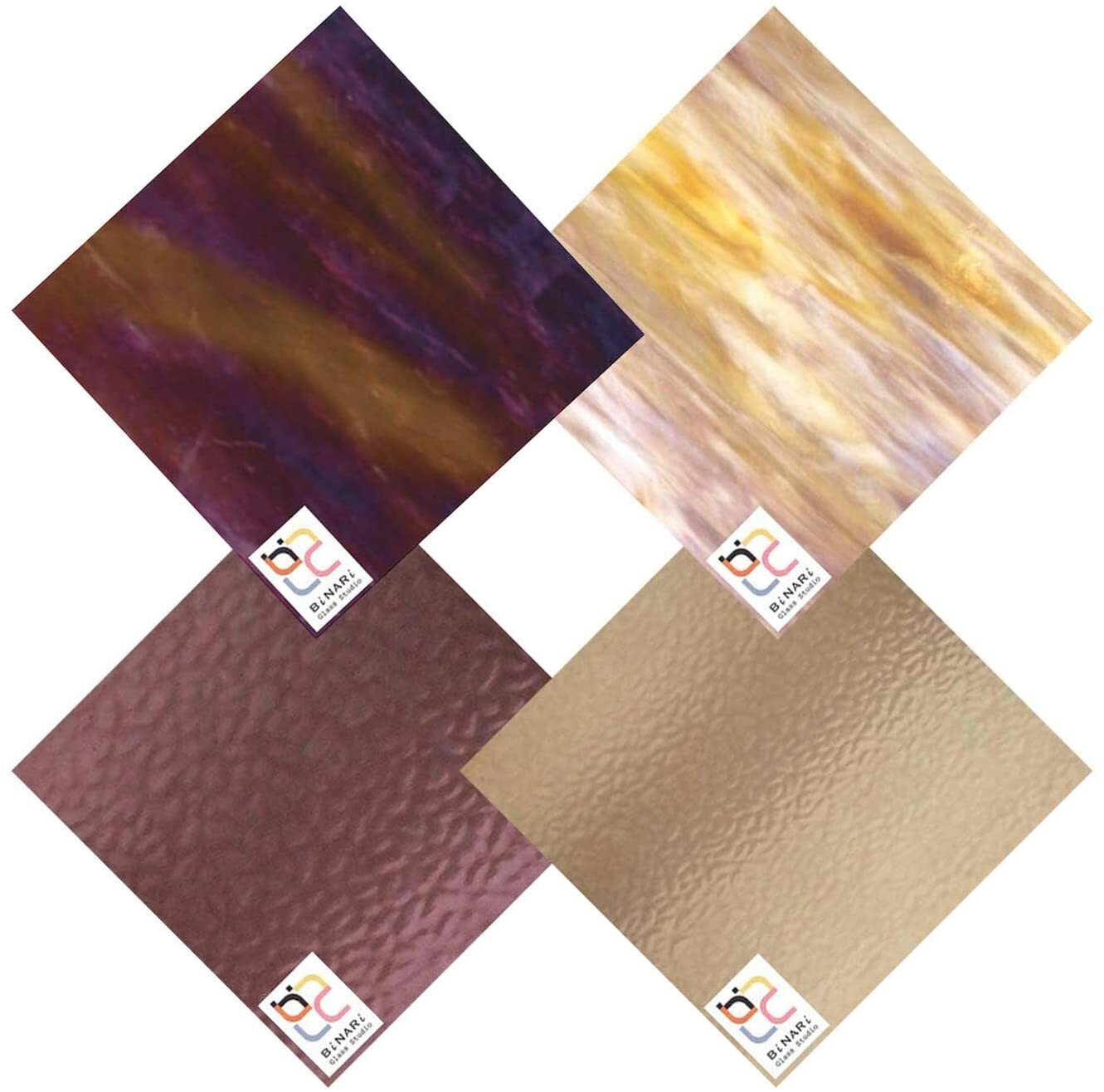 Wissmach 4 Sheet Mixed Variety Stained Glass Pack and Mosaic Glass,(8″x6″) Grape