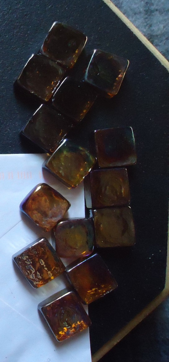 3 lb Amber Iridescent Glass 3/4″ Mosaic Tiles – Square Craft / Art / Backsplash