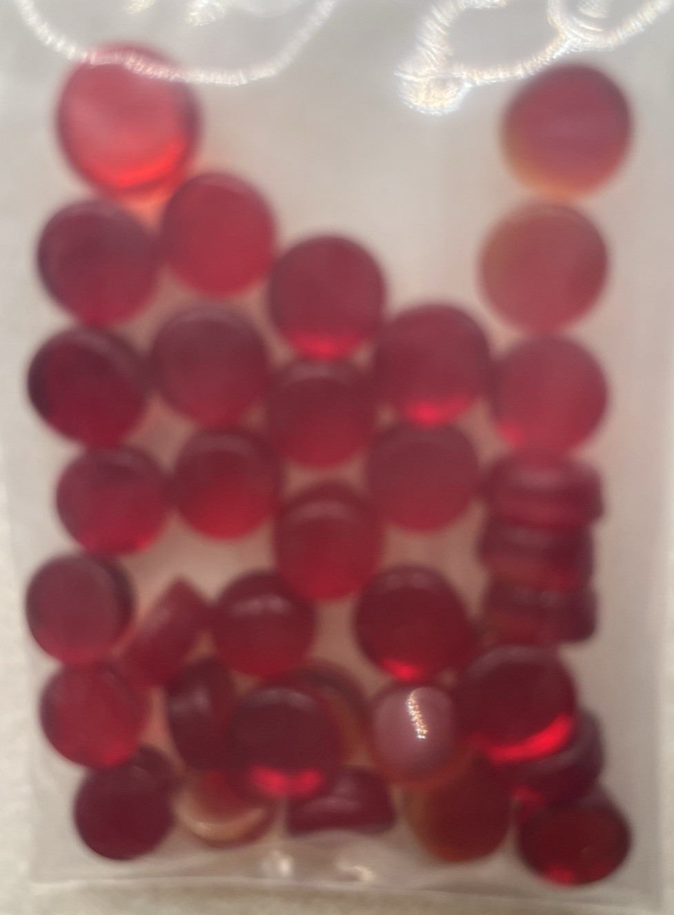 Lot of 200+ round, oval White, Clear, Red, Green Glass Cabochons