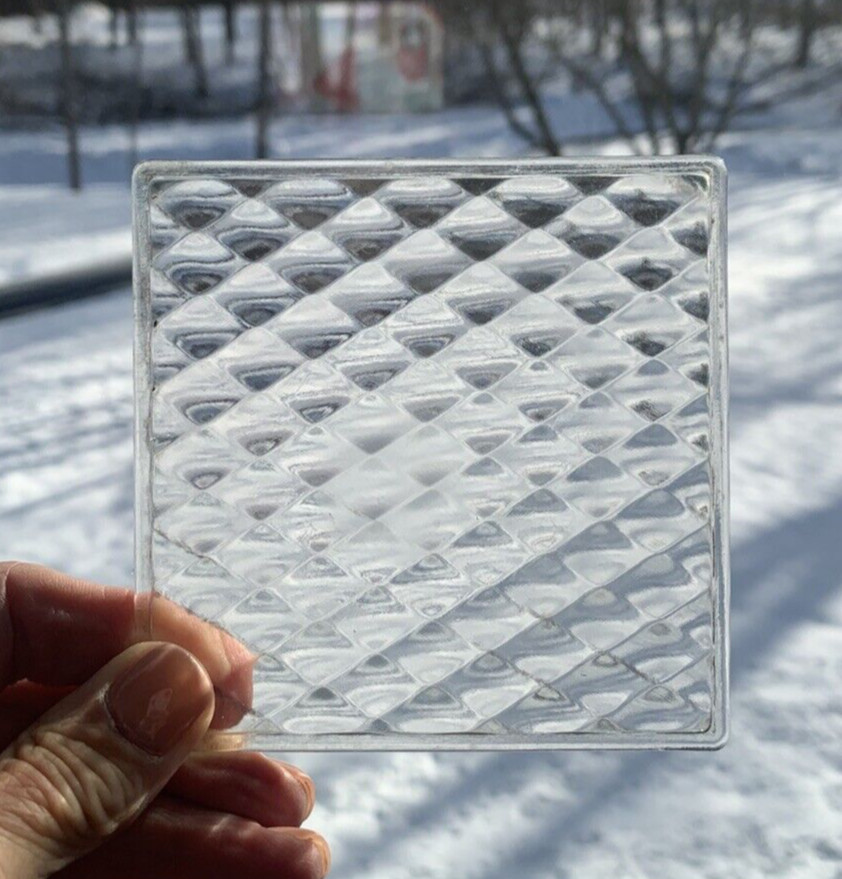 4 Luxfer Glass Tiles-diamond Tudor Pattern 4″x 4″-Frank Lloyd Wright