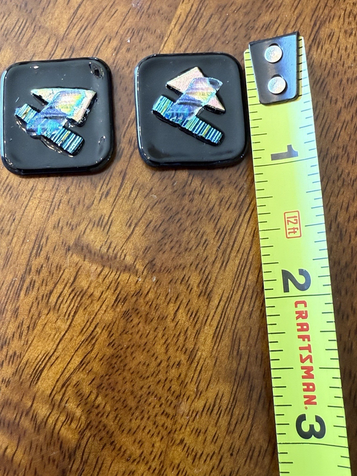Set 2 Dichroic Fused Art Glass Tiles for Jewelry Making Earrings 1″ square