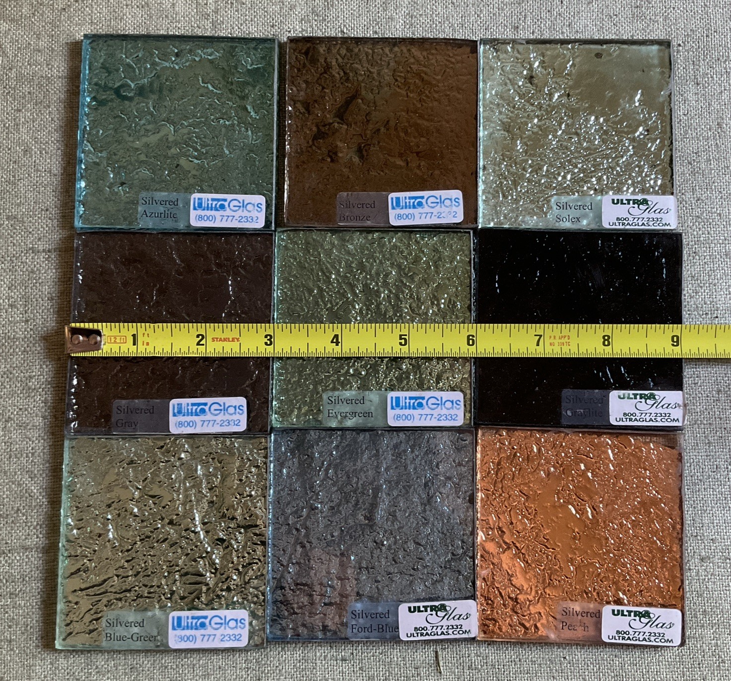 UltraGlas Iridescent, Textured Glass Sample Tiles