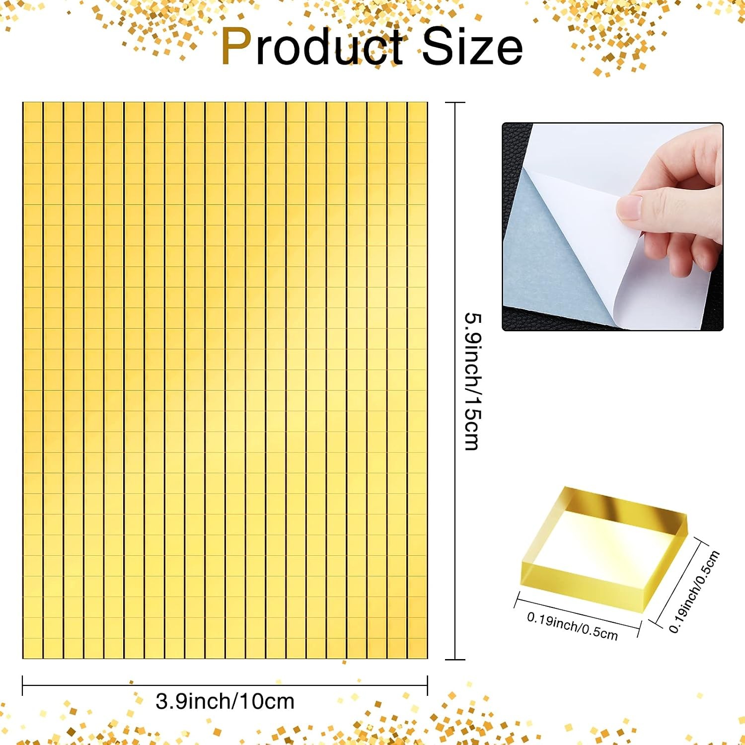 3600 Pieces Mirrors Mosaic Disco Ball Mirror Tiles Self-Adhesive Real Square Gla