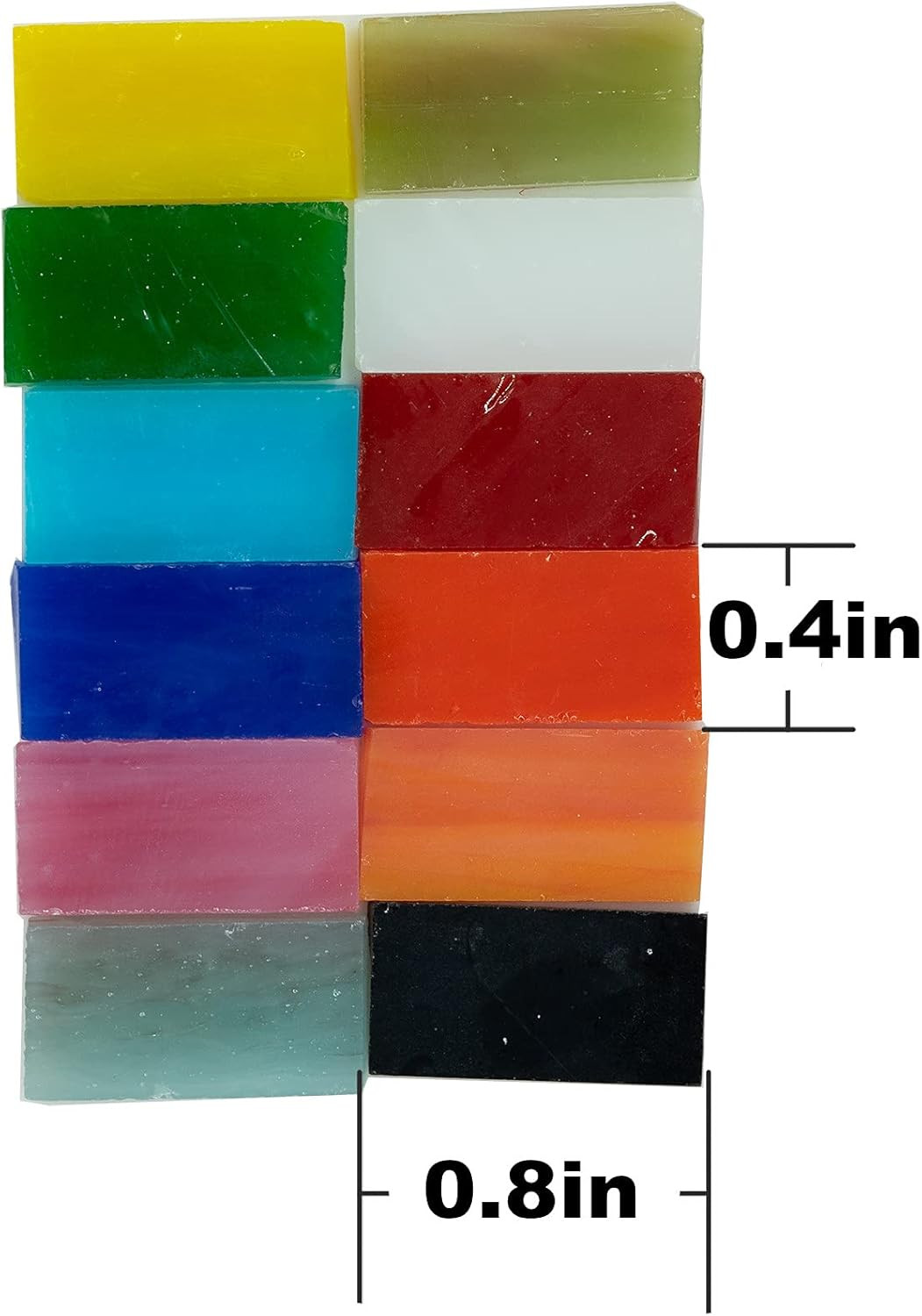 Rectangle Mosaic Tiles Stained Glass Strips, 0.4″ X 0.8″ Cathedral Glass Mosaic