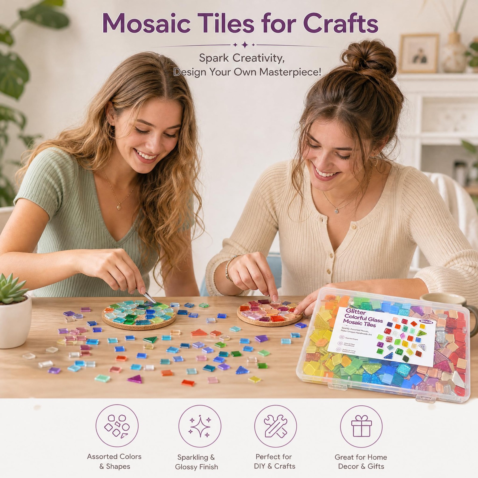 400g Mosaic Tiles for Crafts,Glass Kits, Mixed M(400g), Colors