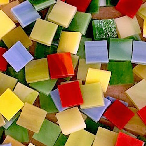 (500 PIECES) 1/2″ MIXED COLOR Stained Glass Mosaic Tiles