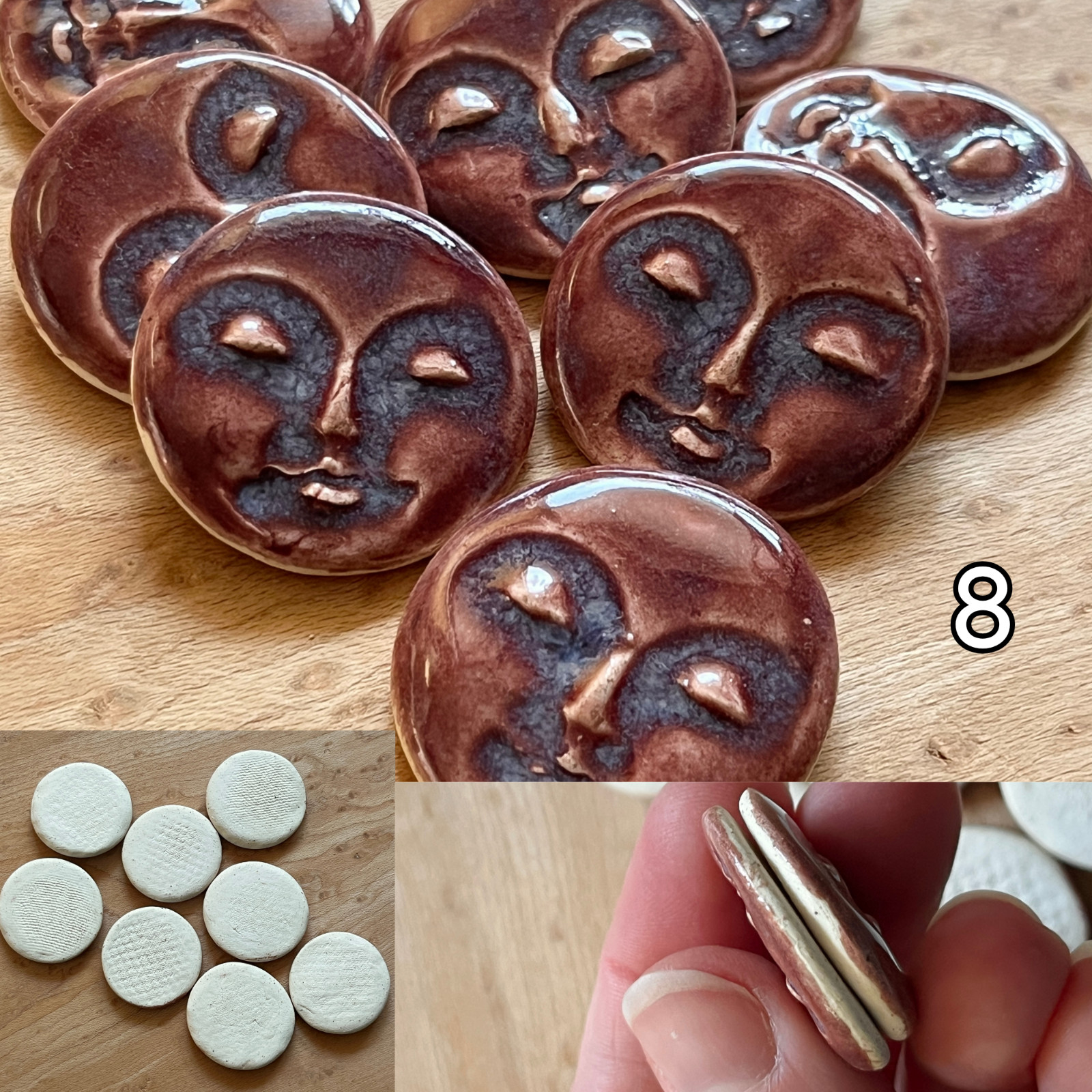 Handmade Ceramic Mosaic Tiles U-Pick: Hearts, Owl, Cat, Flower, Seahorse, Shell