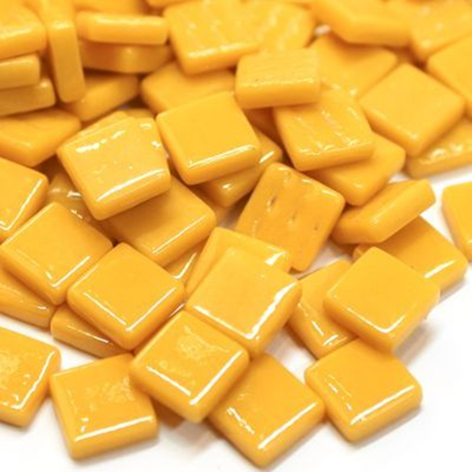 50 Tiles – 12 mm Amber Orange Glass Square Mosaic Tile Pieces