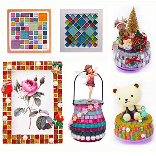 Mixed Color Mosaic Glass Tiles Shine Crystal Glass Pieces Bulk Square Hedgerow
