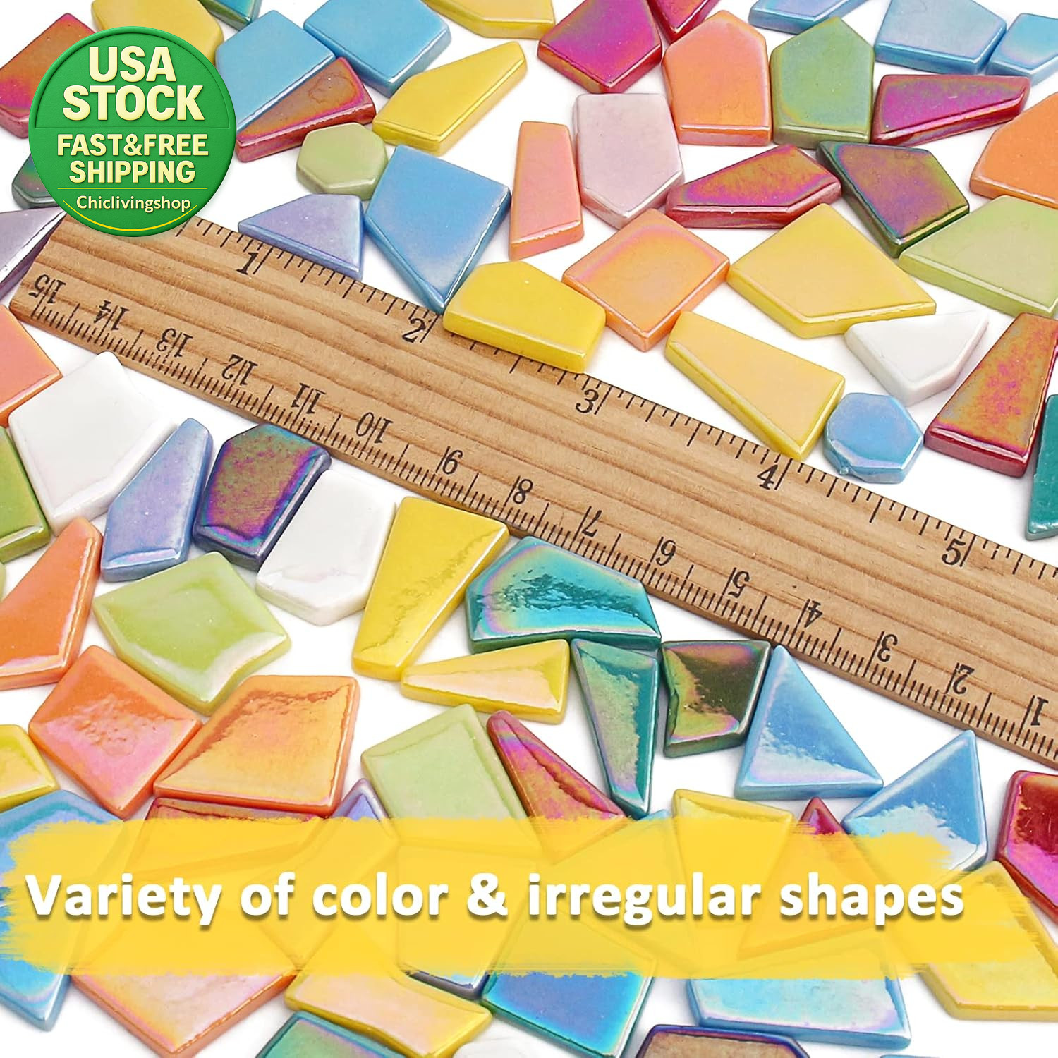 Iridescent Glass Mosaic Tiles 454G Bulk Broken Pieces DIY Art Craft Decor