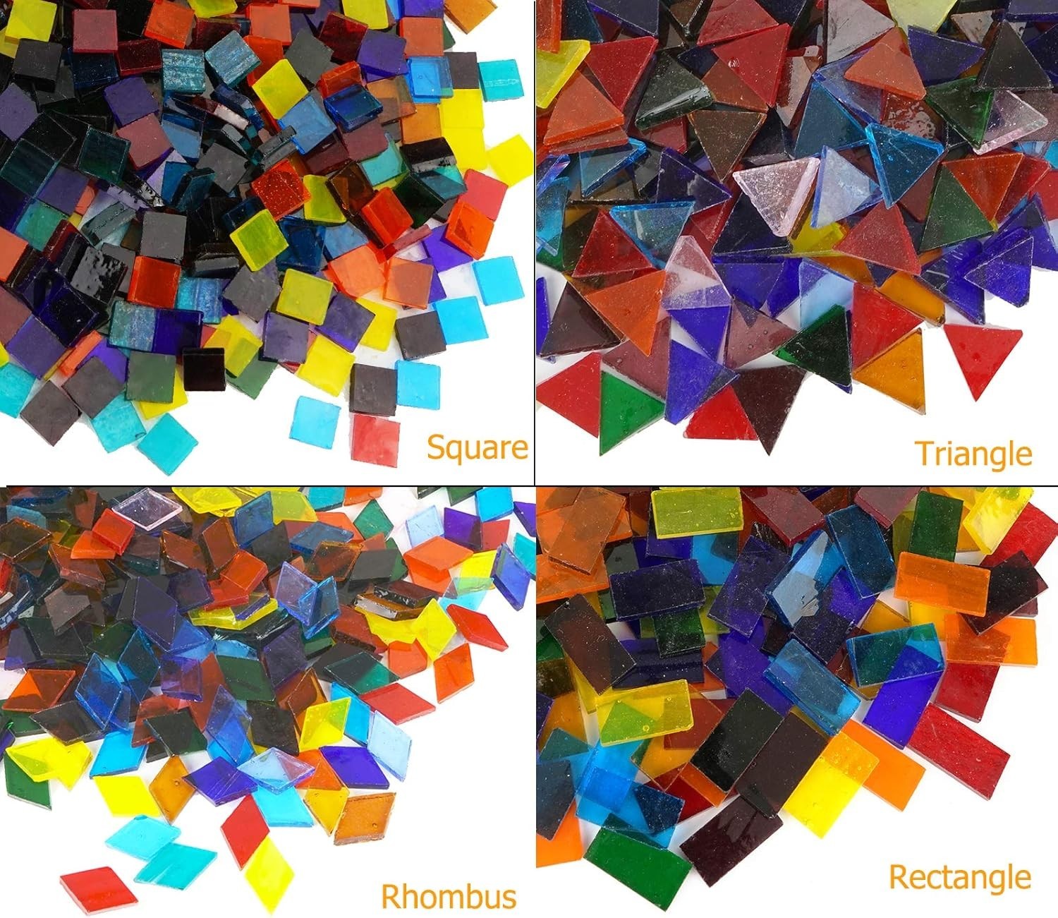 1600 Pieces Transparent Assorted Glass Mosaic Tiles for Arts Crafts Projects