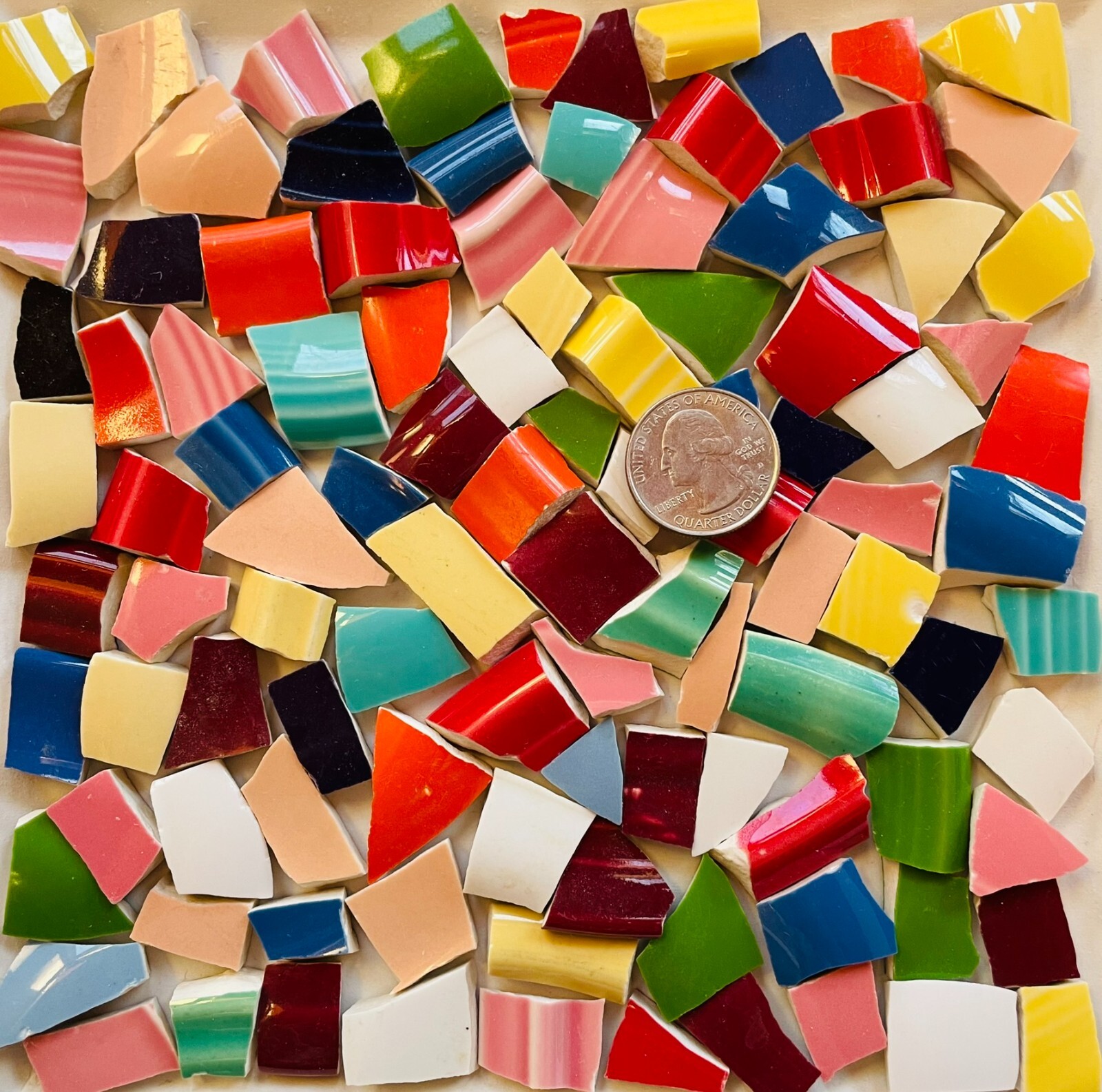 Broken China Mosaic Tile Arts and Craft Supplies – Multi-colored Fiesta E980